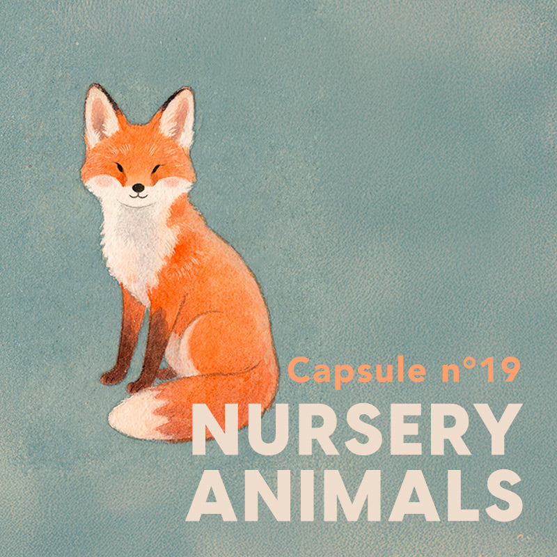 Nursery animals wall art collection by Posterscape, an orange fox.