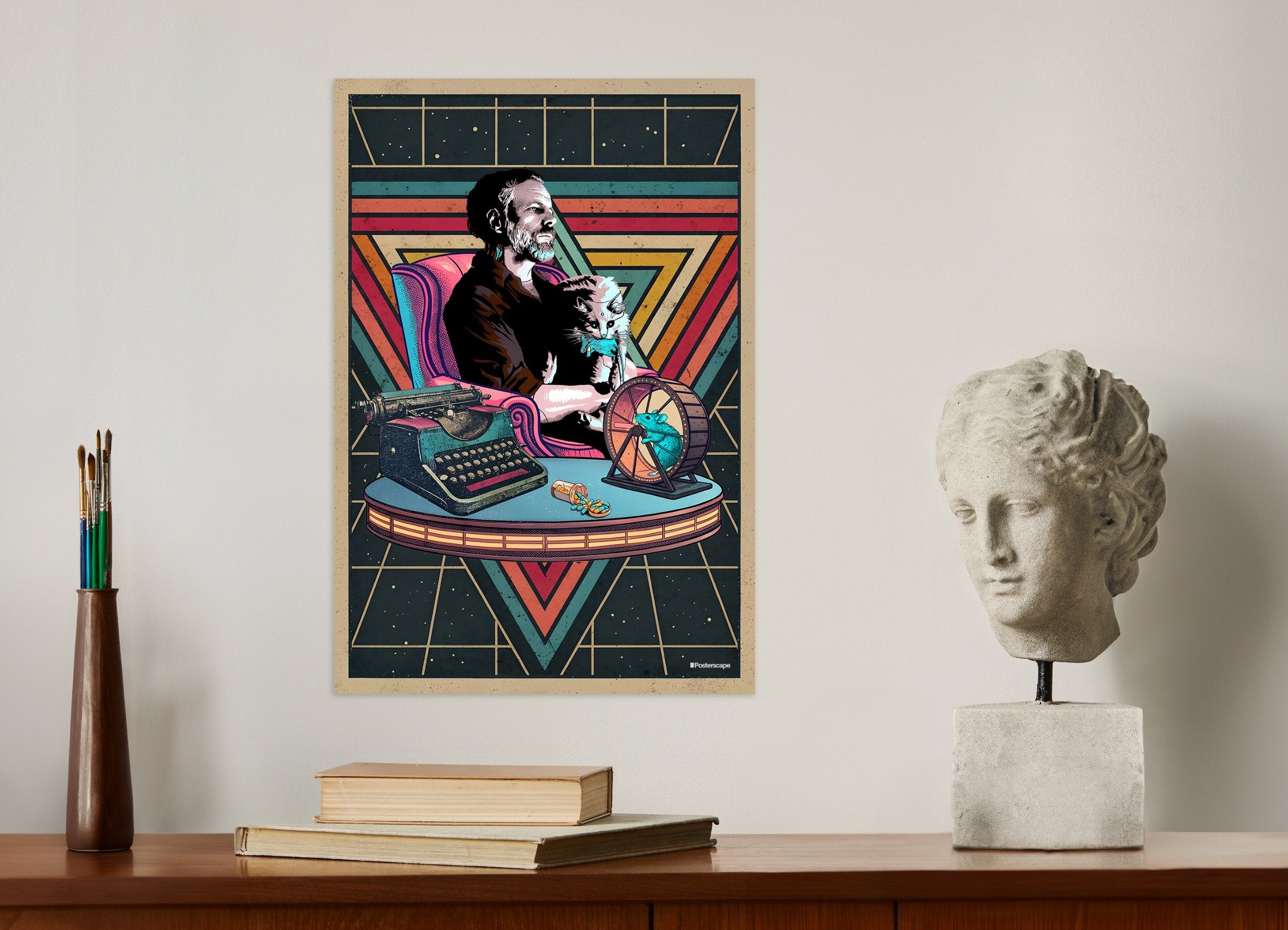Impressão de arte com citação de Philip K. Dick - "Estou Vivo E Você Está Morto" - Pôster Retro de Ficção Científica Poster