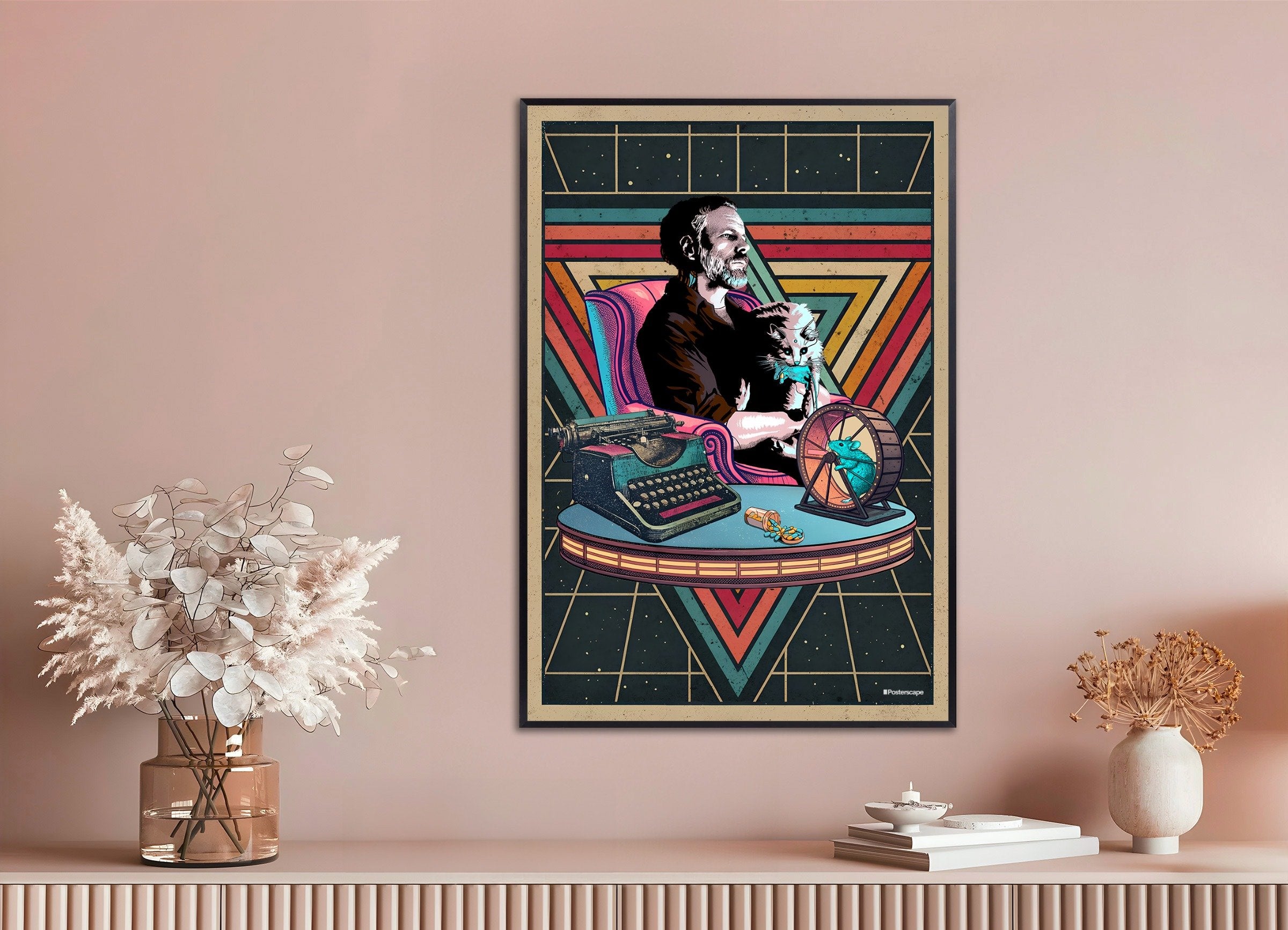 Impressão de arte com citação de Philip K. Dick - "Estou Vivo E Você Está Morto" - Pôster Retro de Ficção Científica Poster