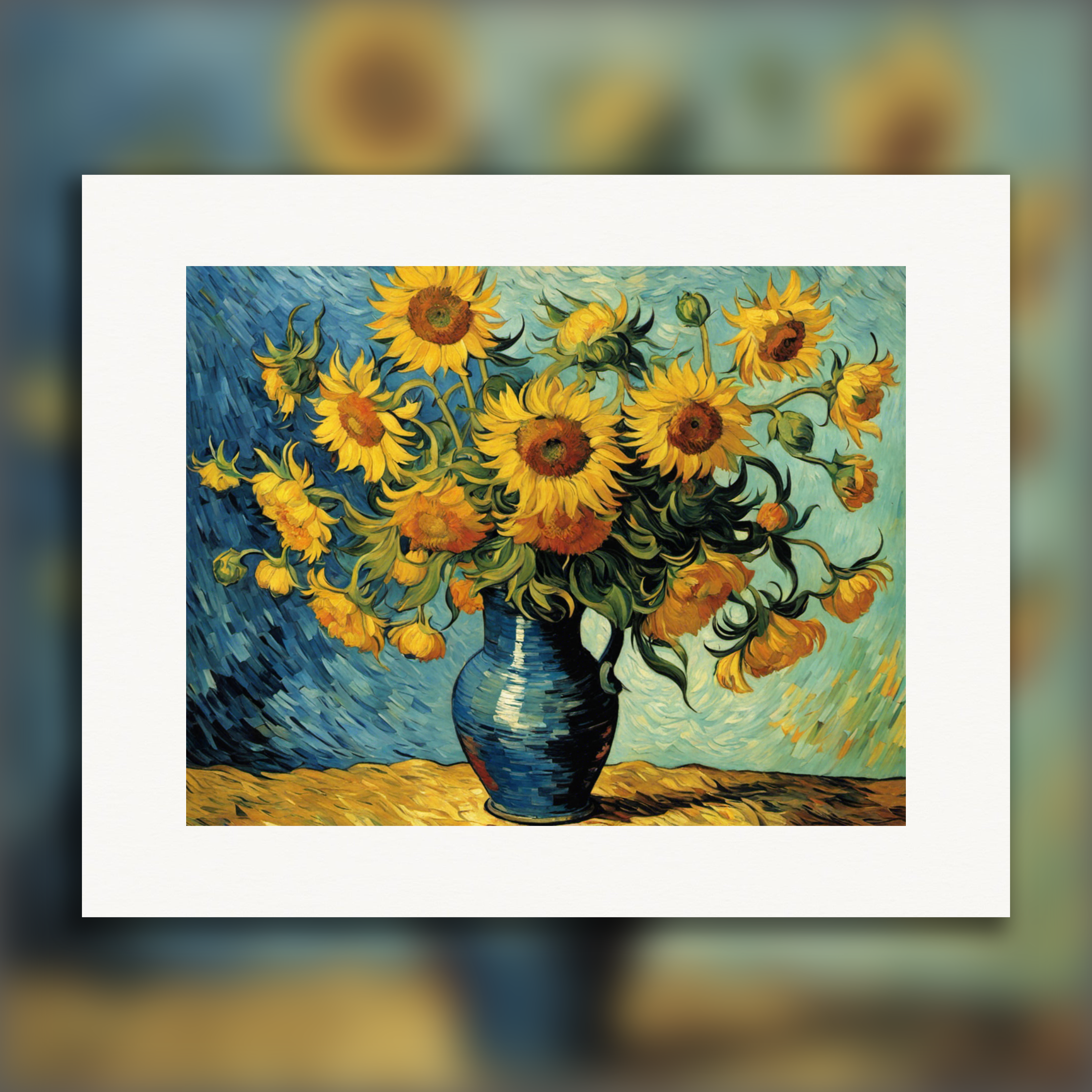 Pintura que captura a turbulência apaixonada da natureza e da emoção humana, girassóis - pôster