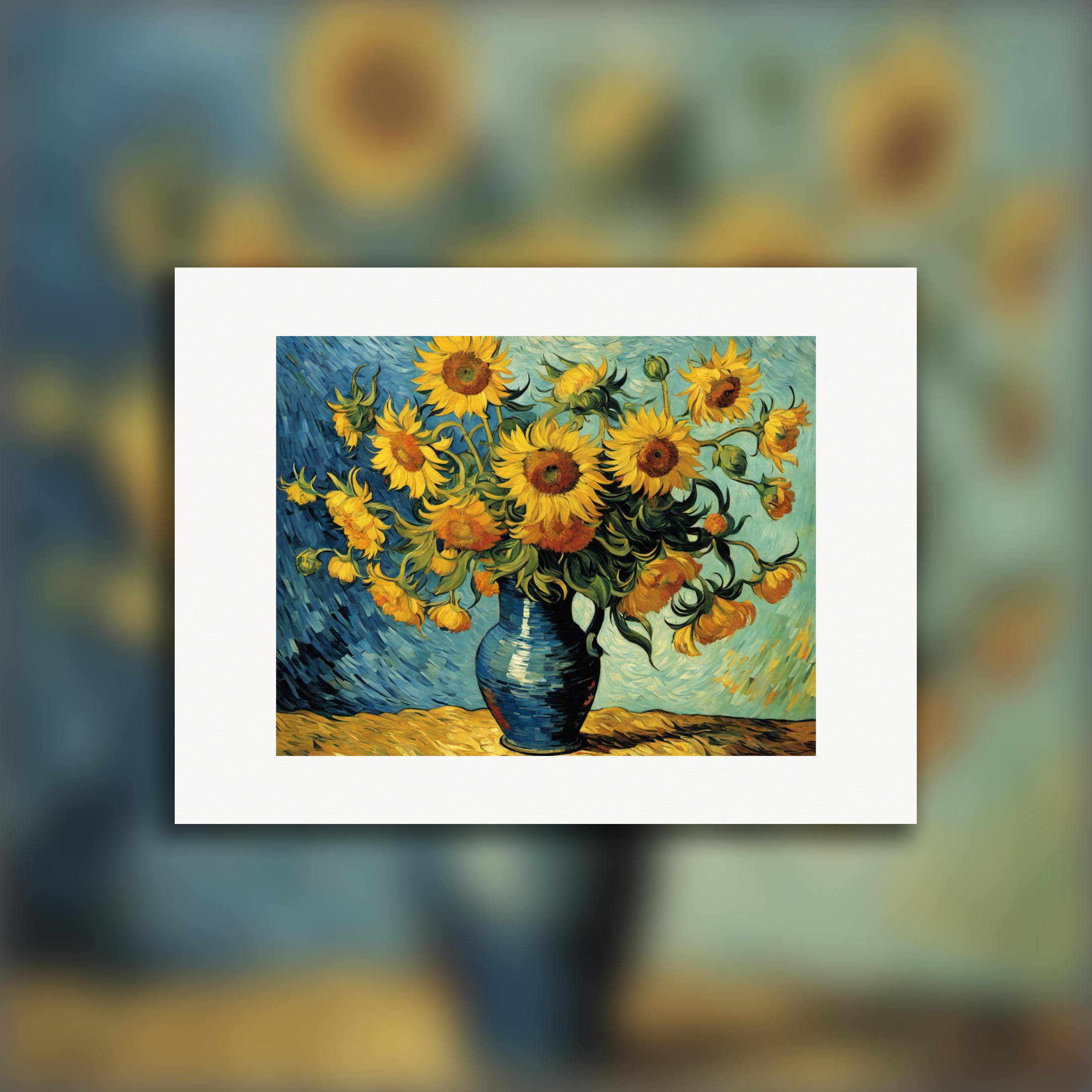 Pintura que captura a turbulência apaixonada da natureza e da emoção humana, girassóis - pôster