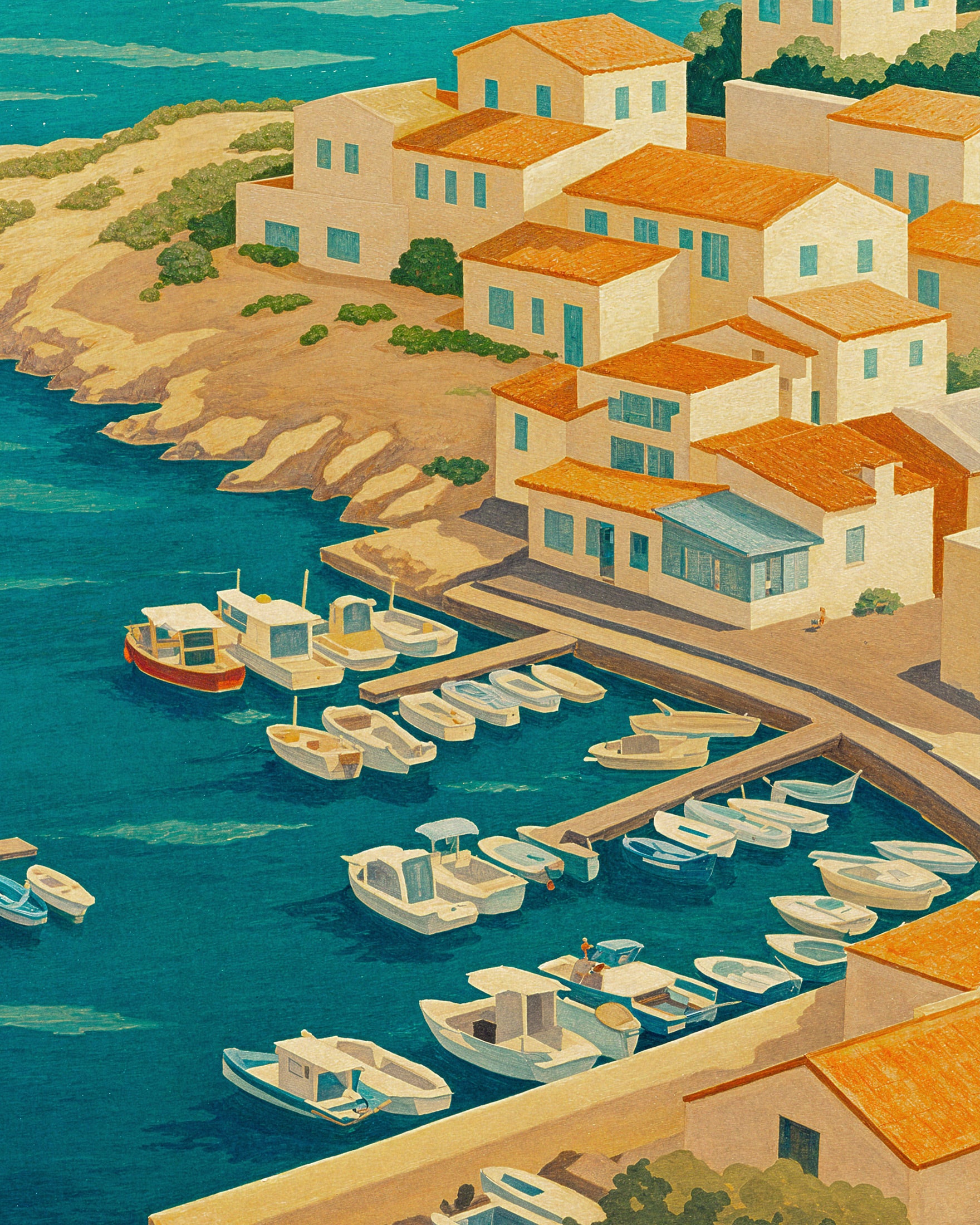 Pôster de Viagem Les Goudes Marseille - Vila de Pesca Mediterrânea