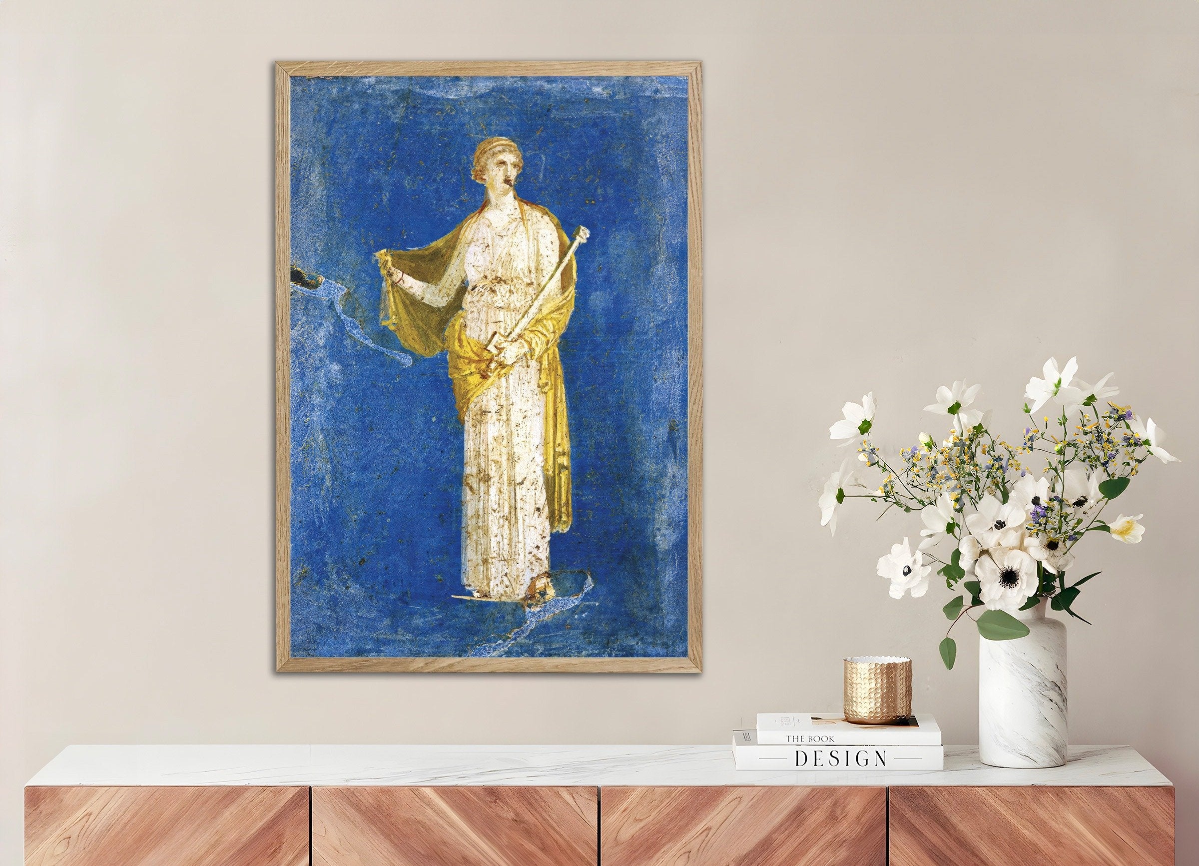 Poster of Ancient fresco of Medea, from Villa Arianna in Stabiae, with natural wooden frame