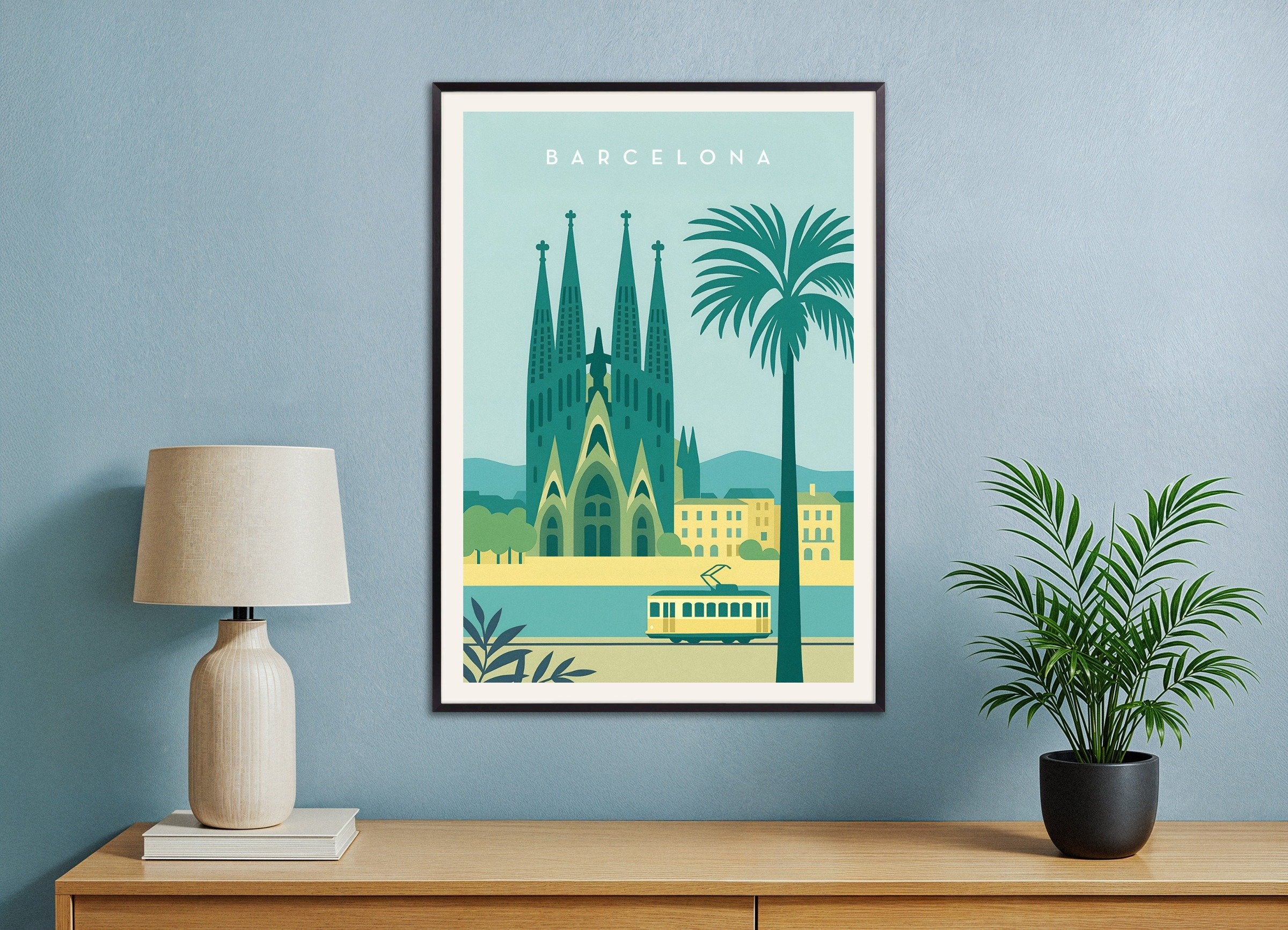 Poster of Barcelona Sagrada Família Wall Art Print, with metal frame