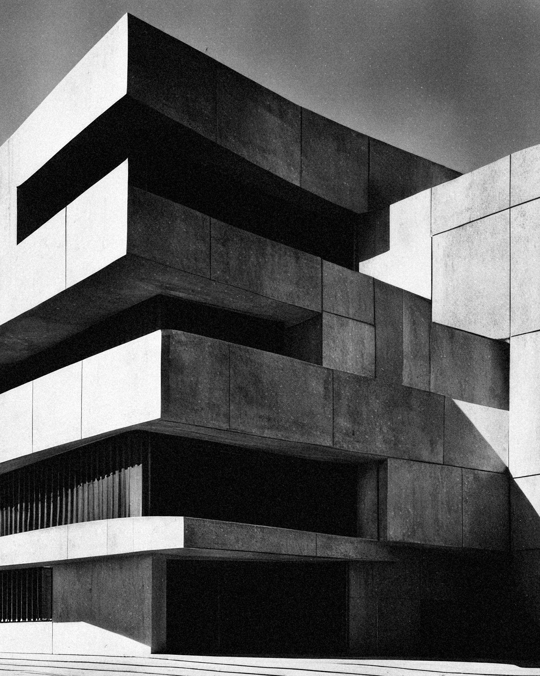 Pôster de arquitetura brutalista – Estilo contemporâneo em concreto