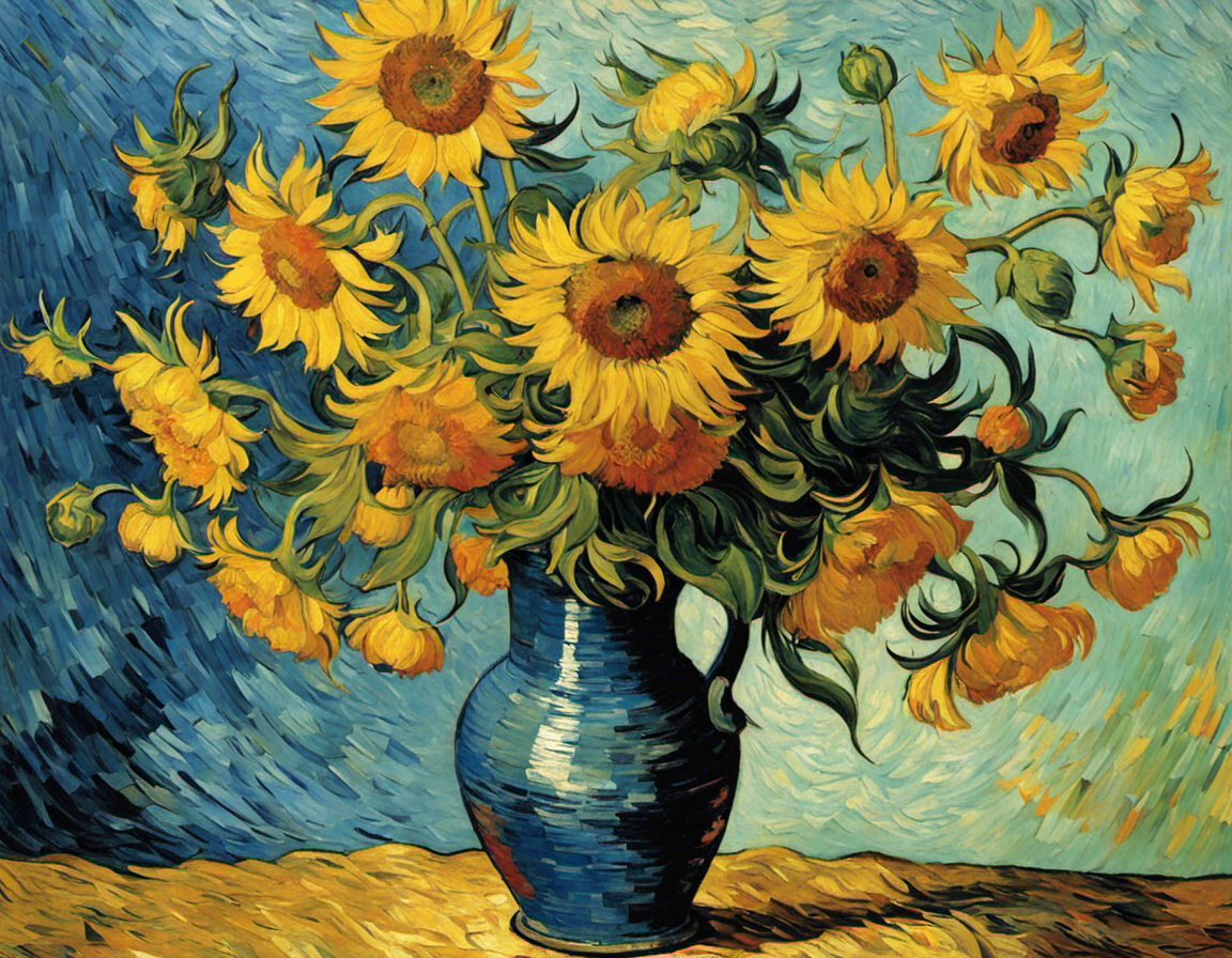Pintura que captura a turbulência apaixonada da natureza e da emoção humana, girassóis - pôster