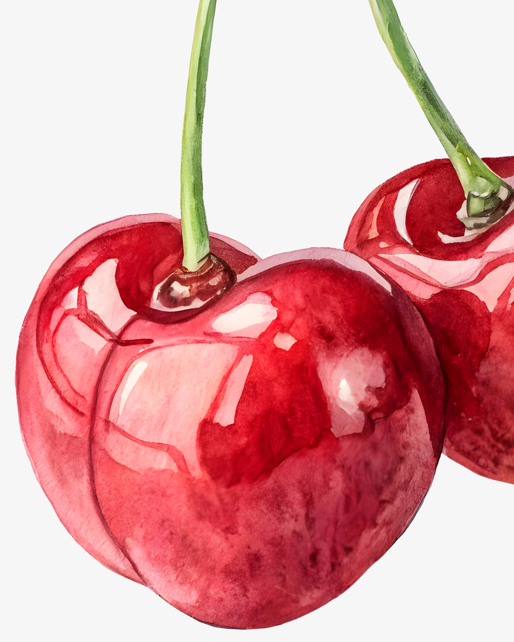 Impressão de Arte de Cereja em Aquarela – Pôster Decorativo de Frutas para Parede Poster