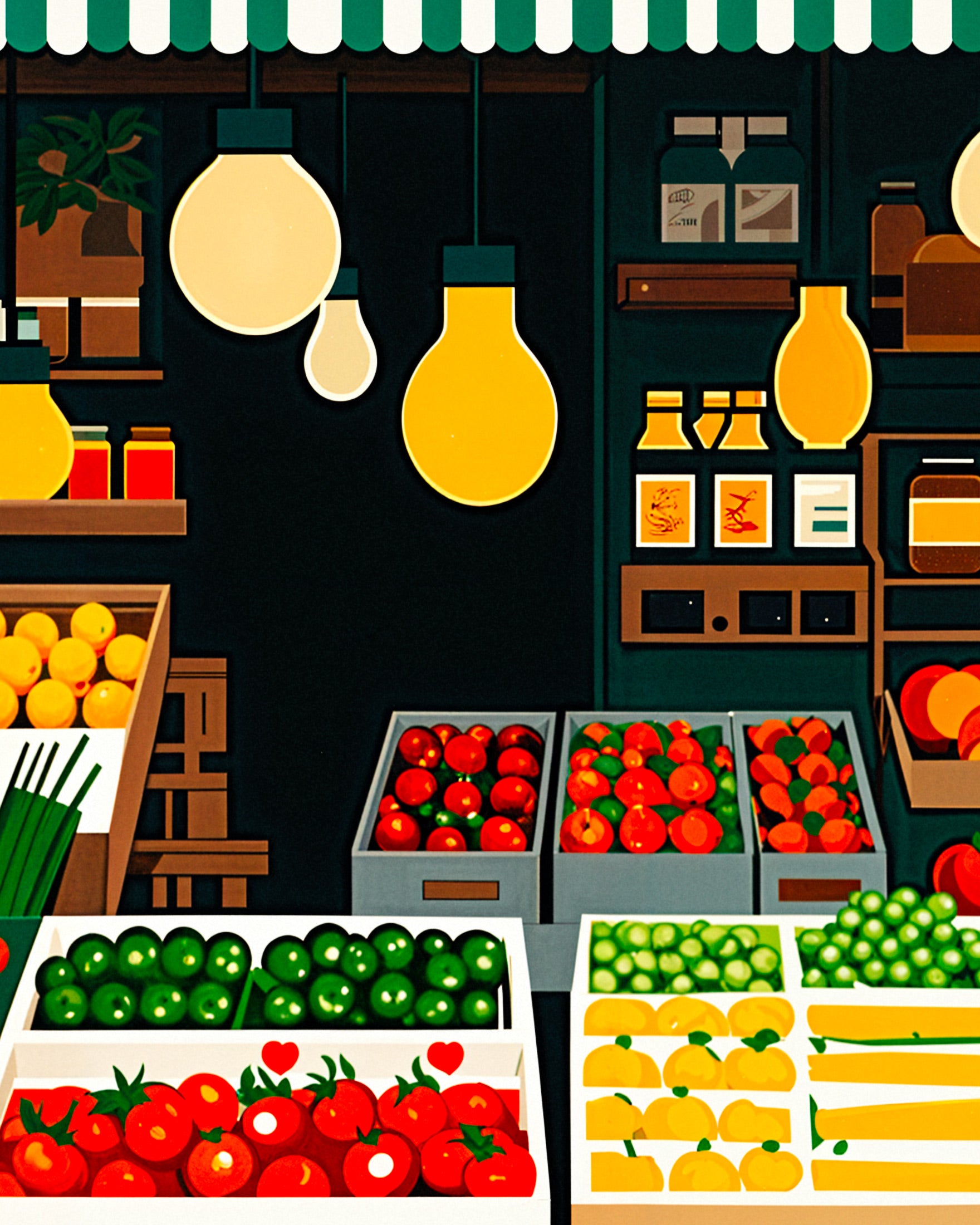 Supermercado, frutas e legumes - Póster