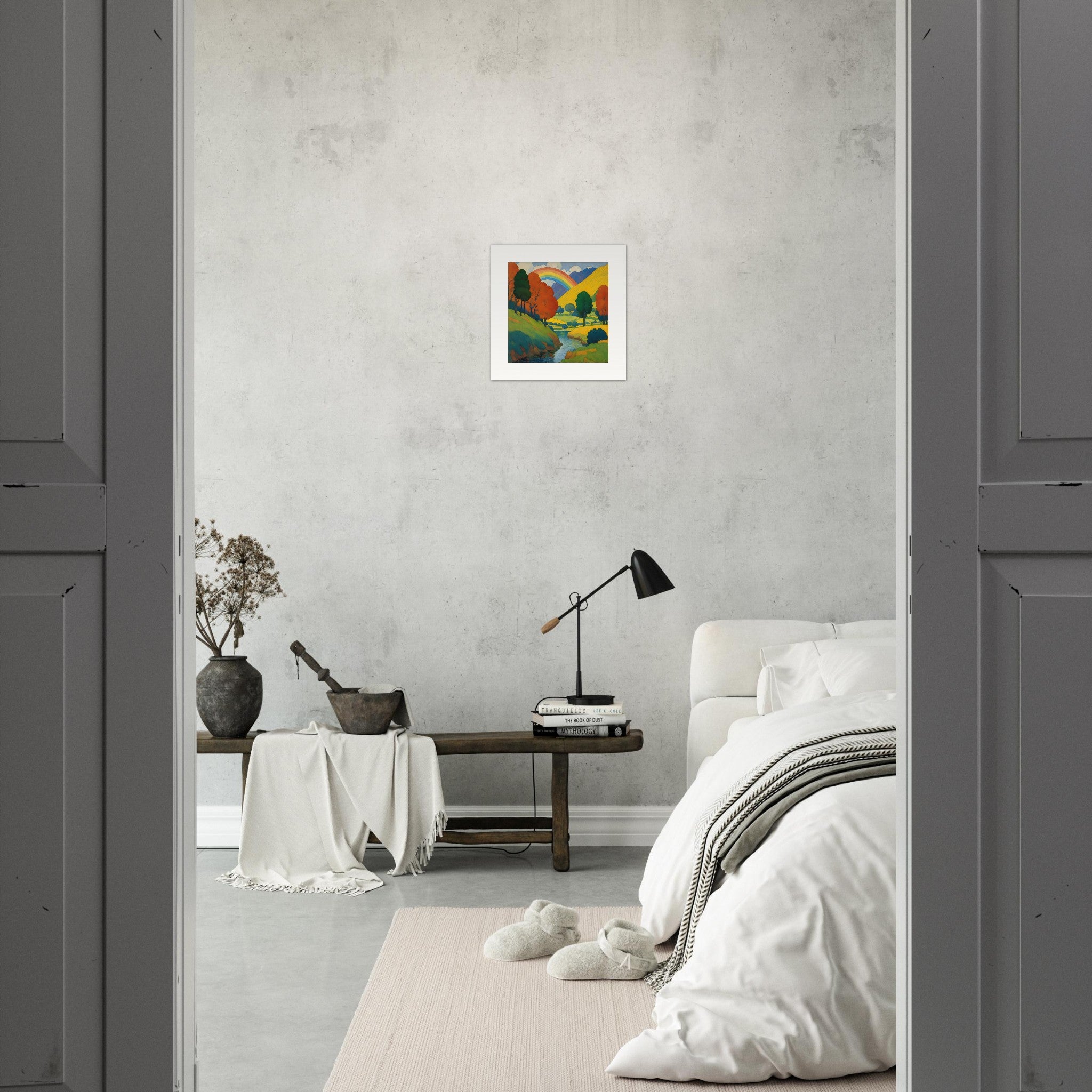 Simbolismo com cores vibrantes e formas simplificadas, Arco-íris - pôster