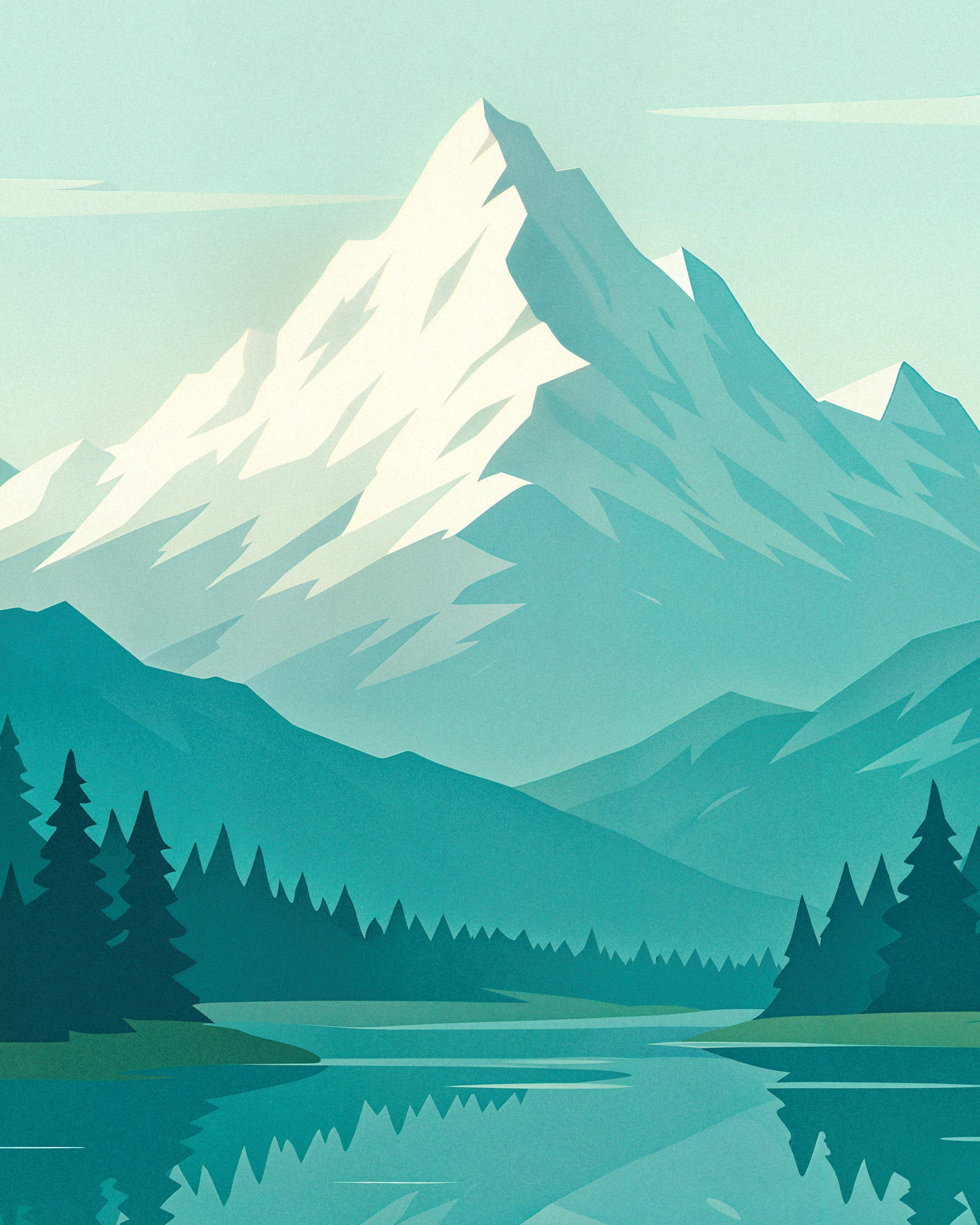 Pôster dos Alpes - Impressão de Arte Minimalista da Montanha Poster