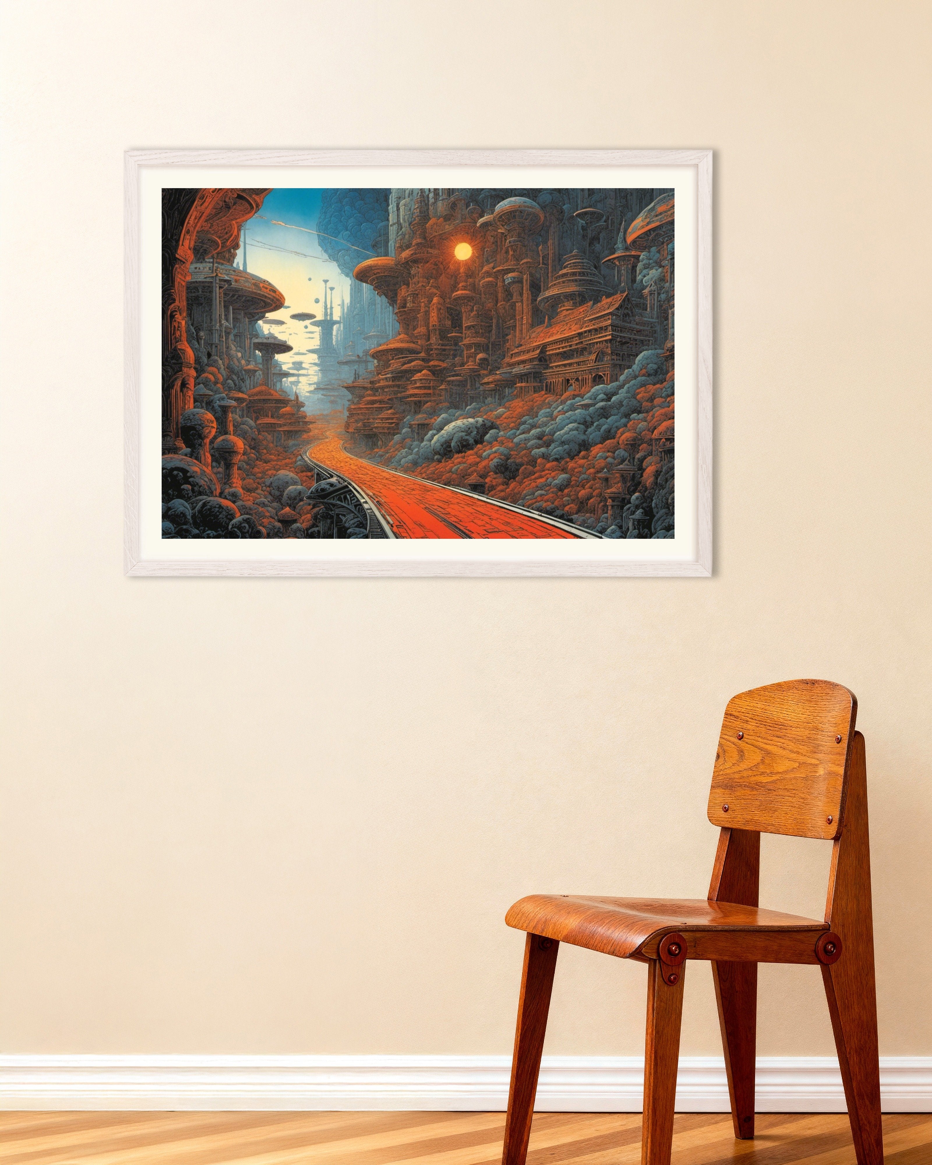 Poster of Métal hurlant (comic), Road - Poster, with white wooden frame