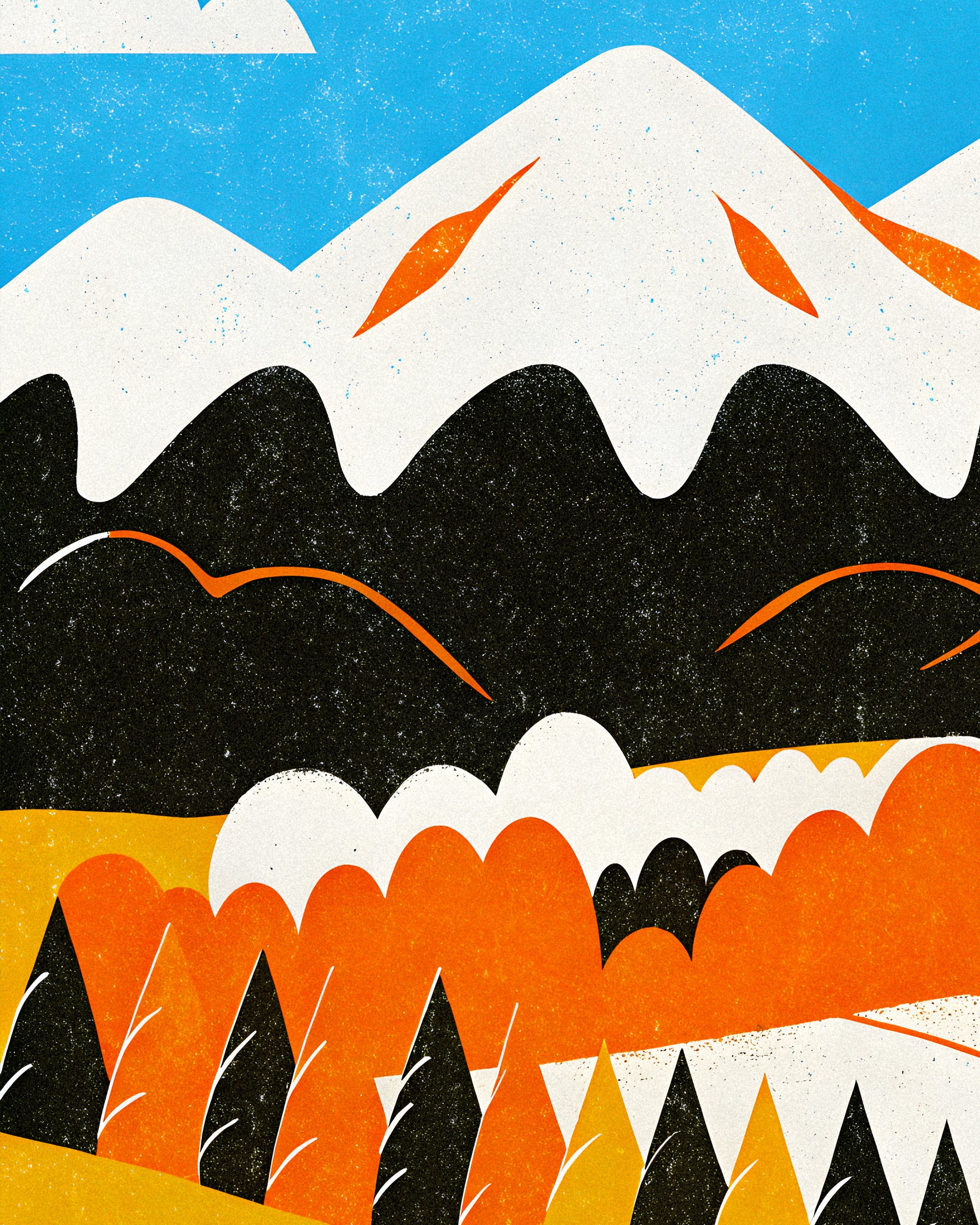Paisagem Montanhosa Moderna – Pôster Gráfico da Natureza Poster