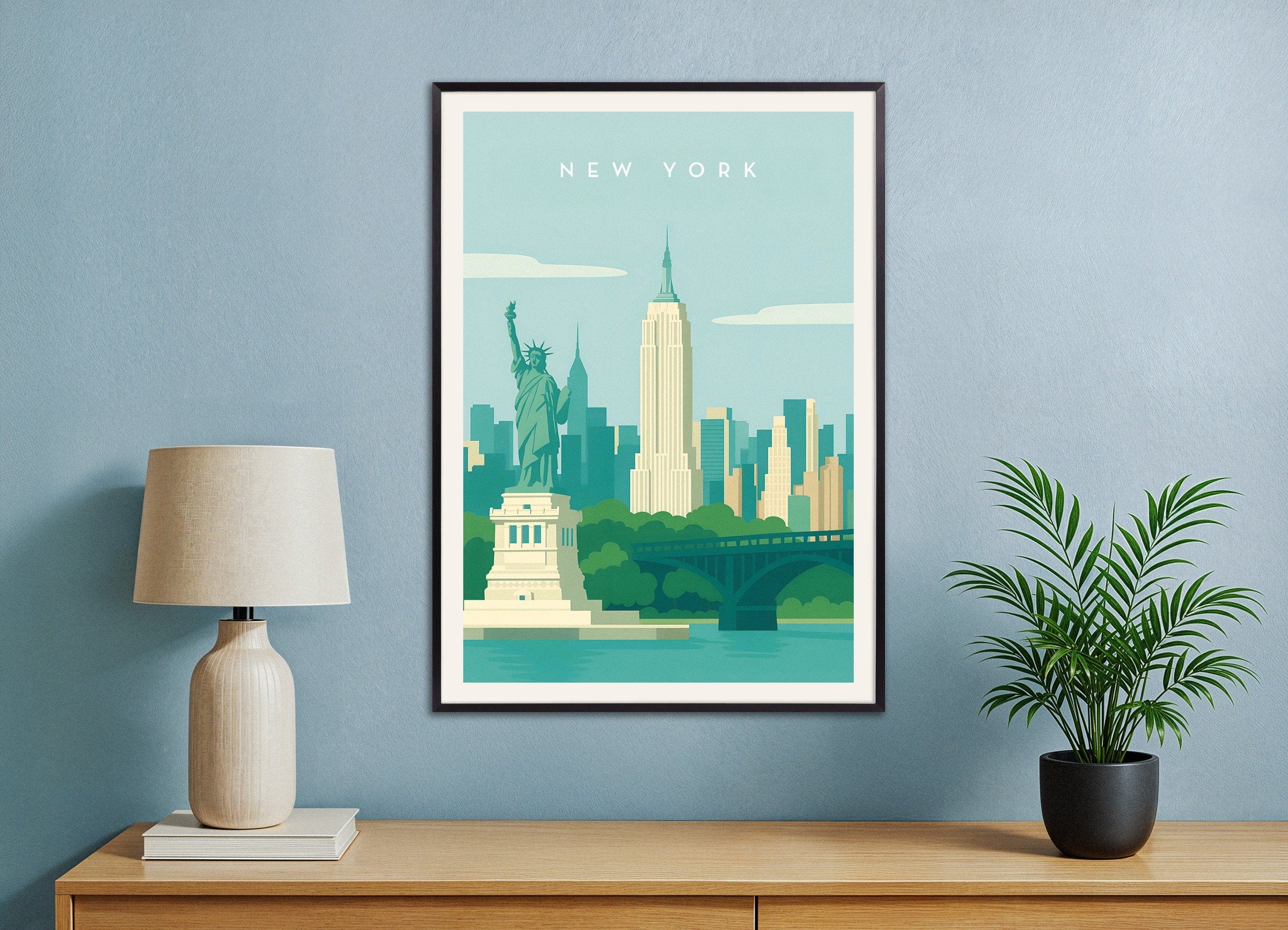 Poster of New York City Wall Art Print, with metal frame