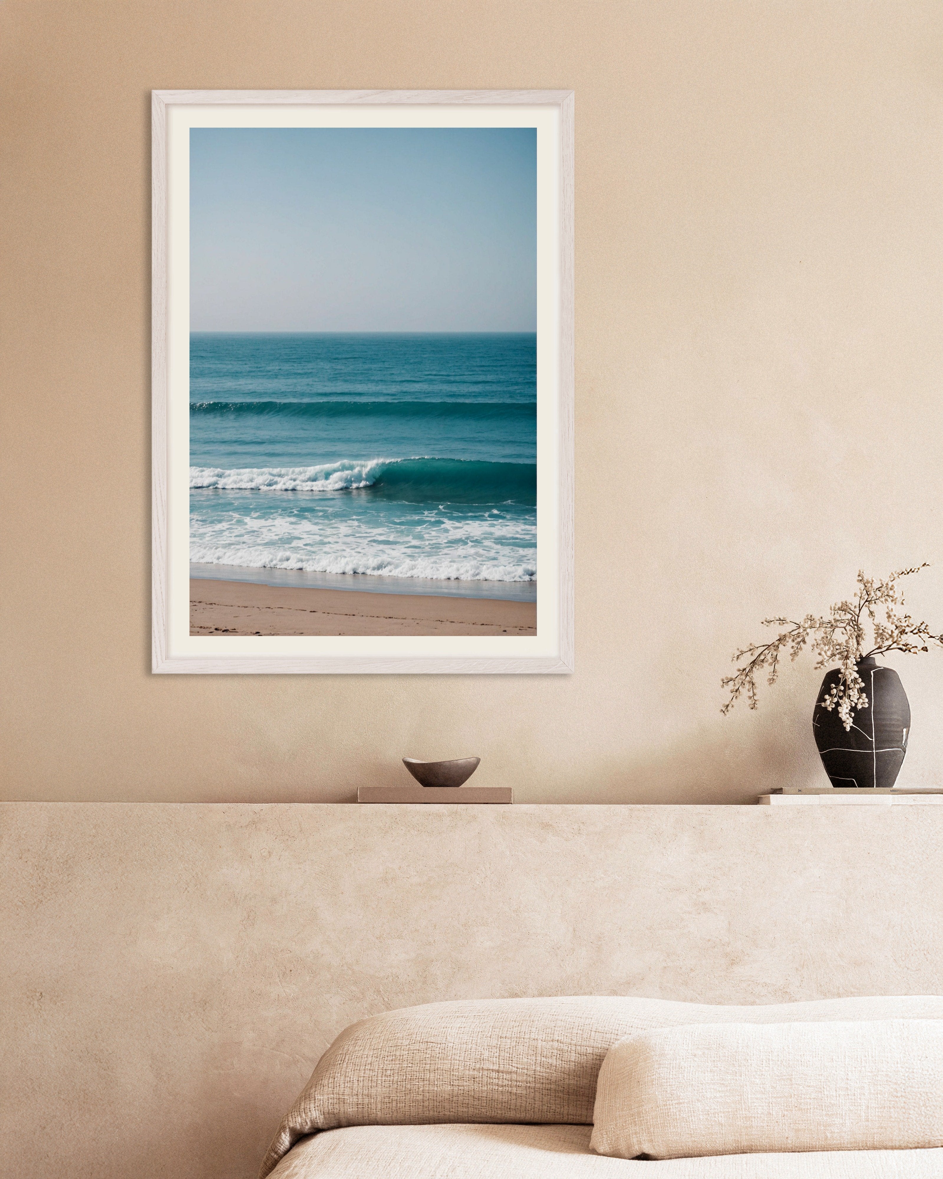 Poster of Ocean shores - Poster, with white wooden frame