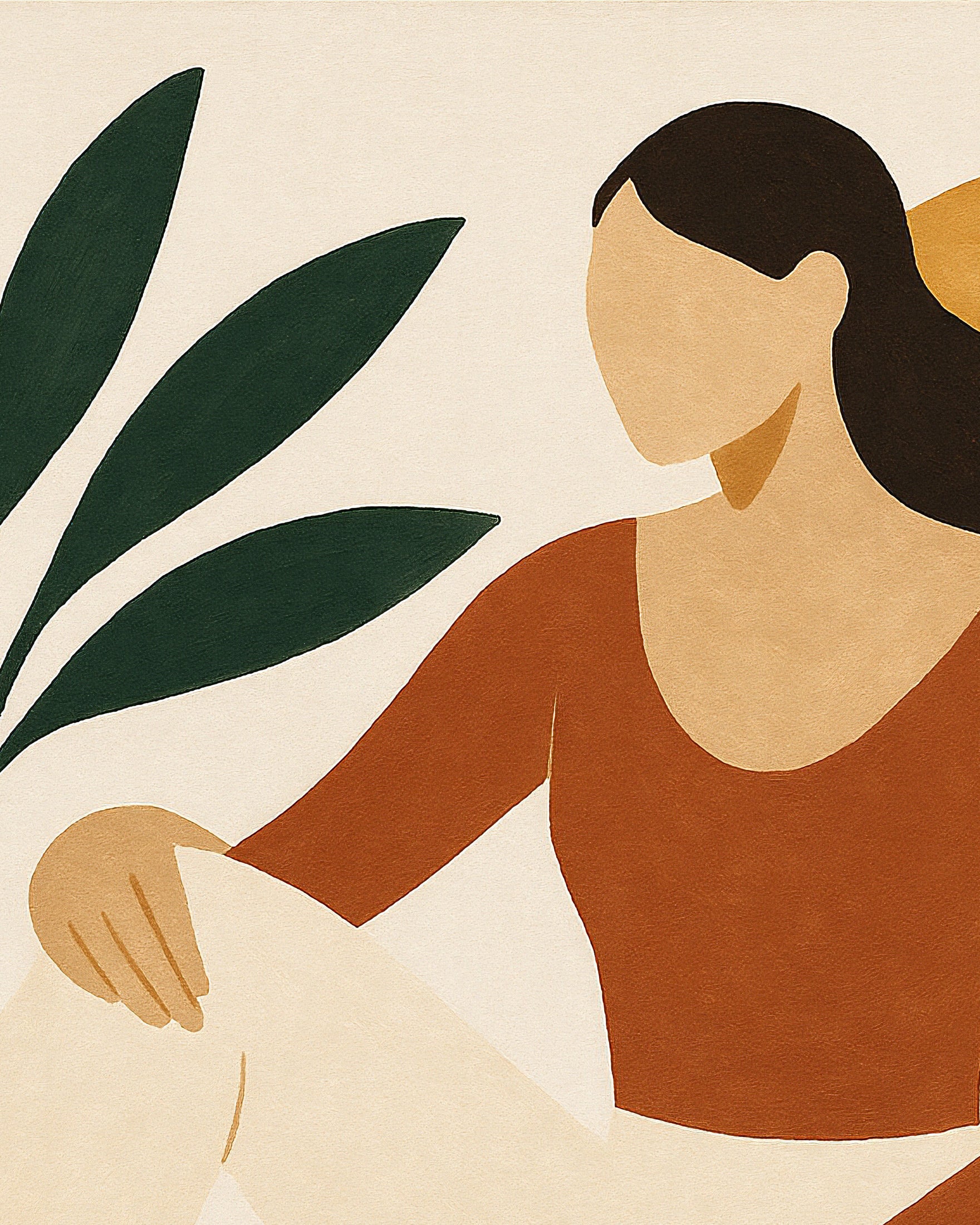 Odalisca Moderna – figura feminina abstrata com plantas Pôster