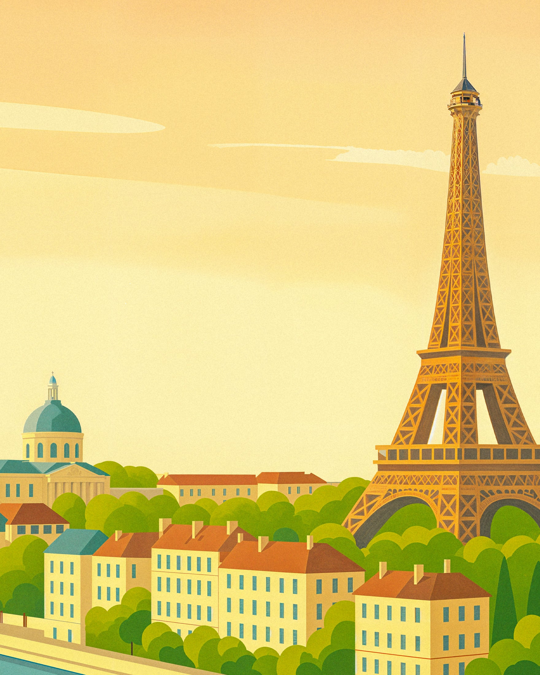 Paris – Ilustração em estilo retrô da Torre Eiffel Poster