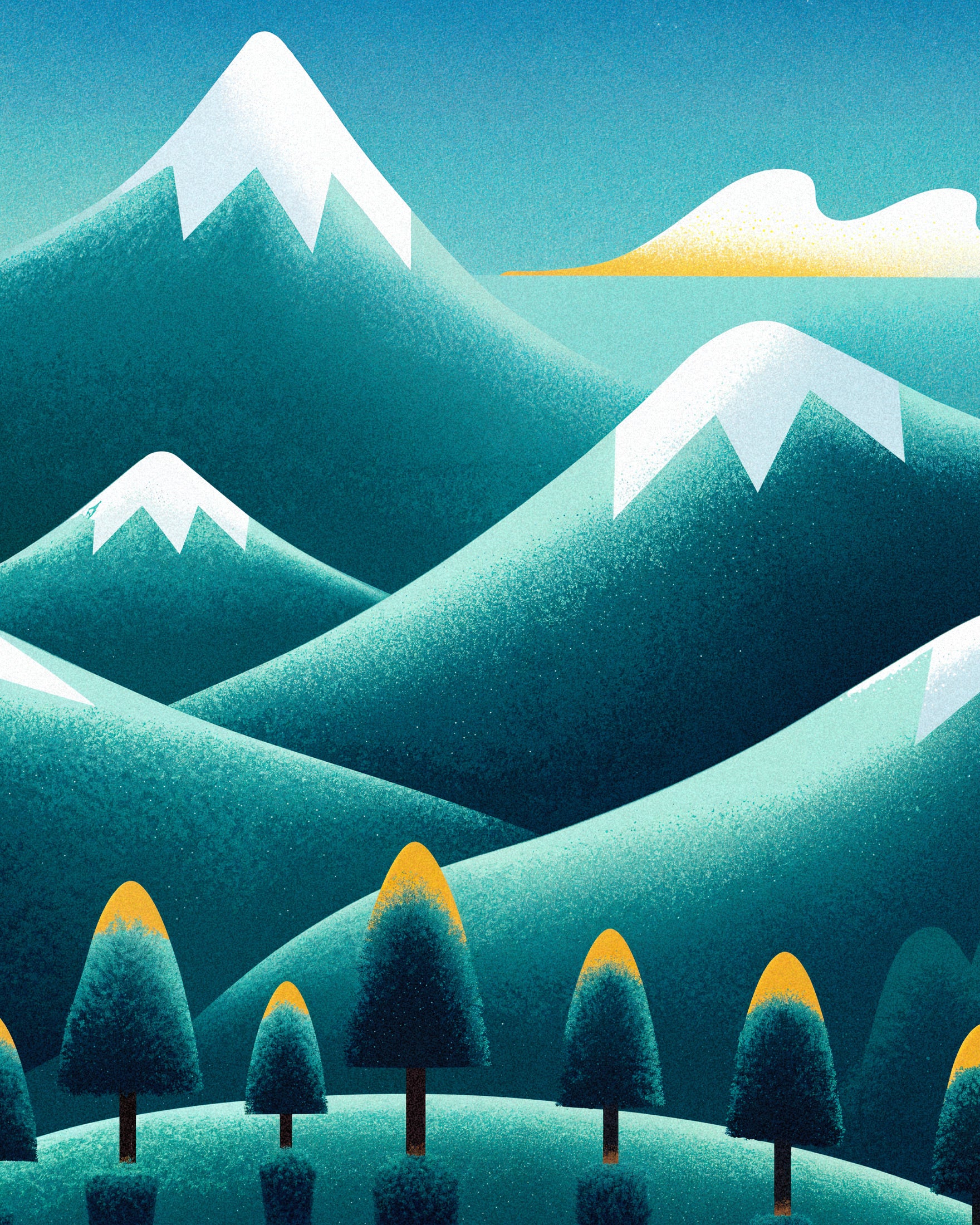 Les Pyrénées – Pôster Minimalista de Montanha Poster
