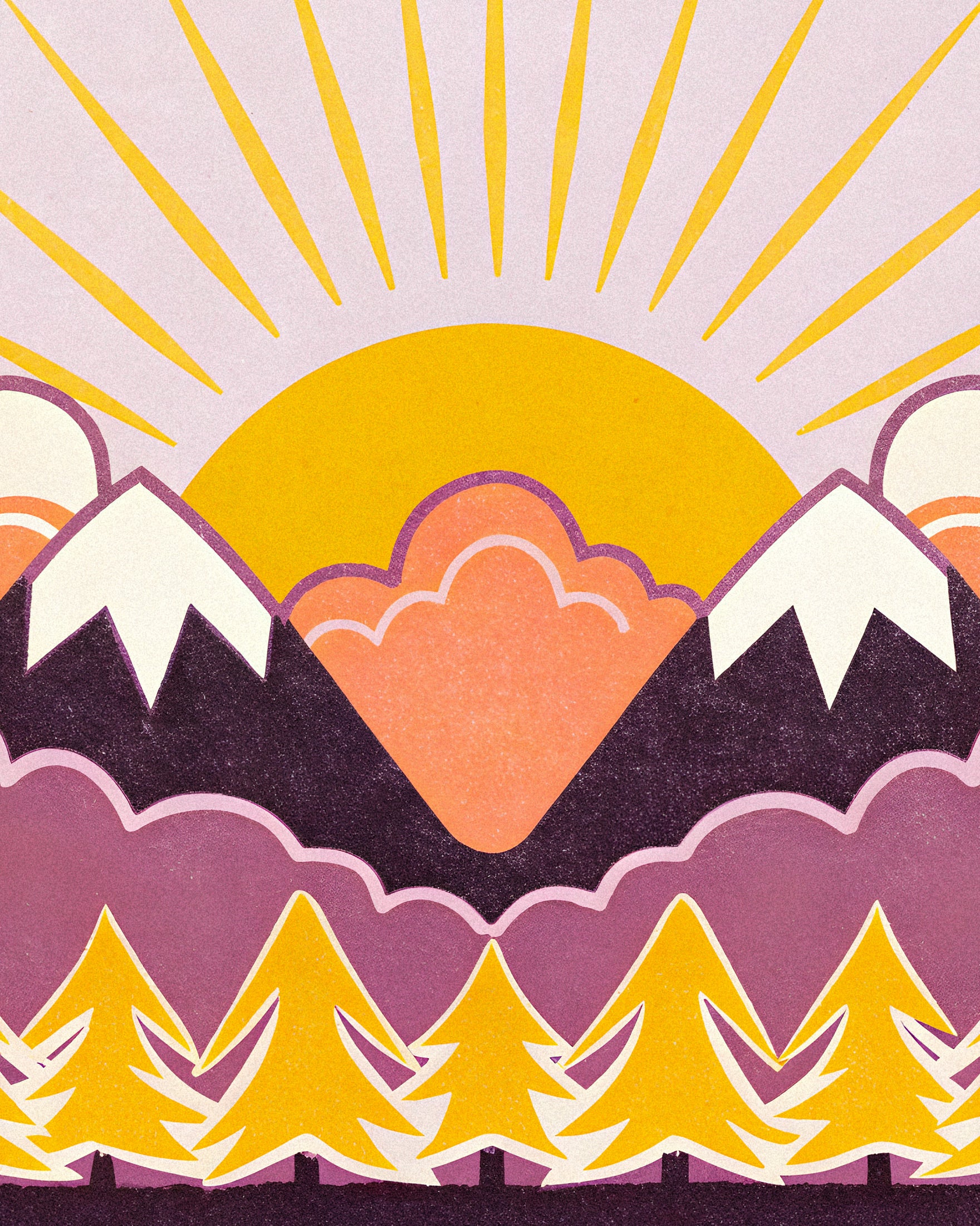 Os Pirenéus – Impressão Gráfica de Arte Montanha ao Pôr do Sol Poster