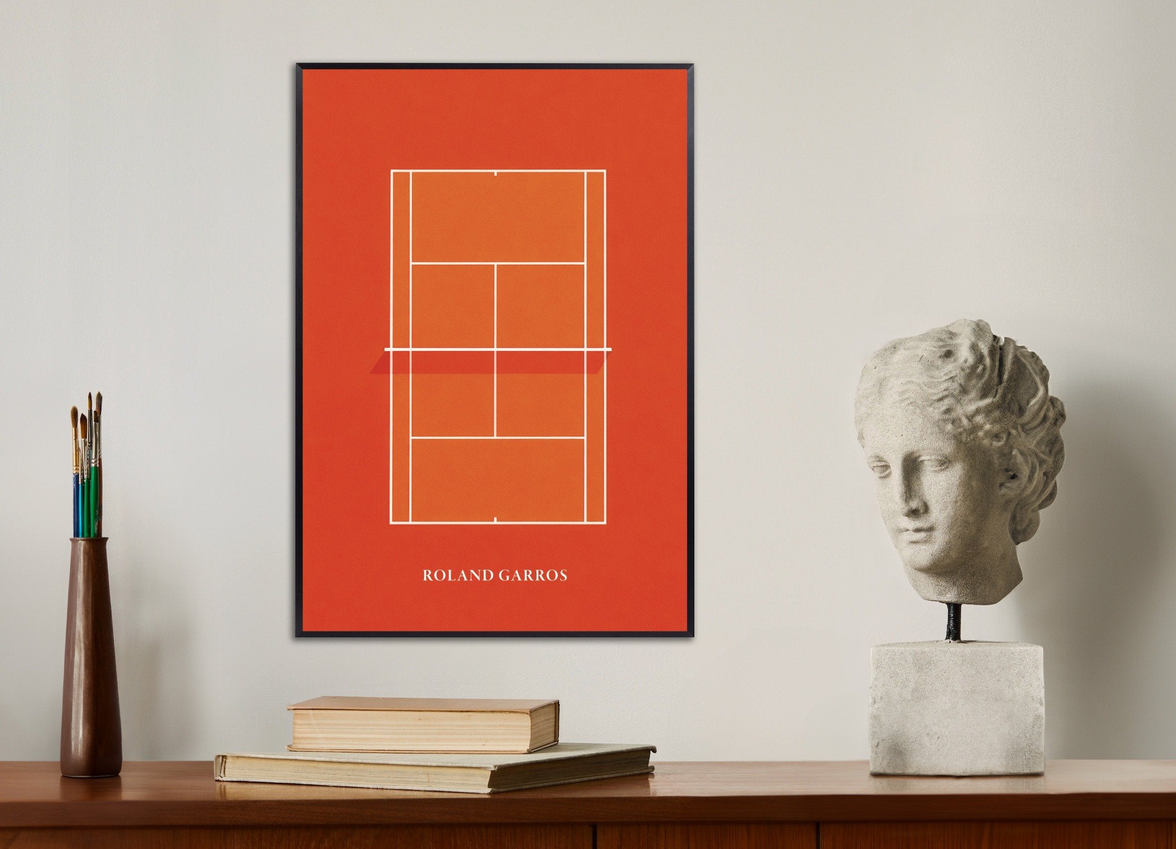 Poster of Roland Garros poster – Clay court tennis art print, with metal frame