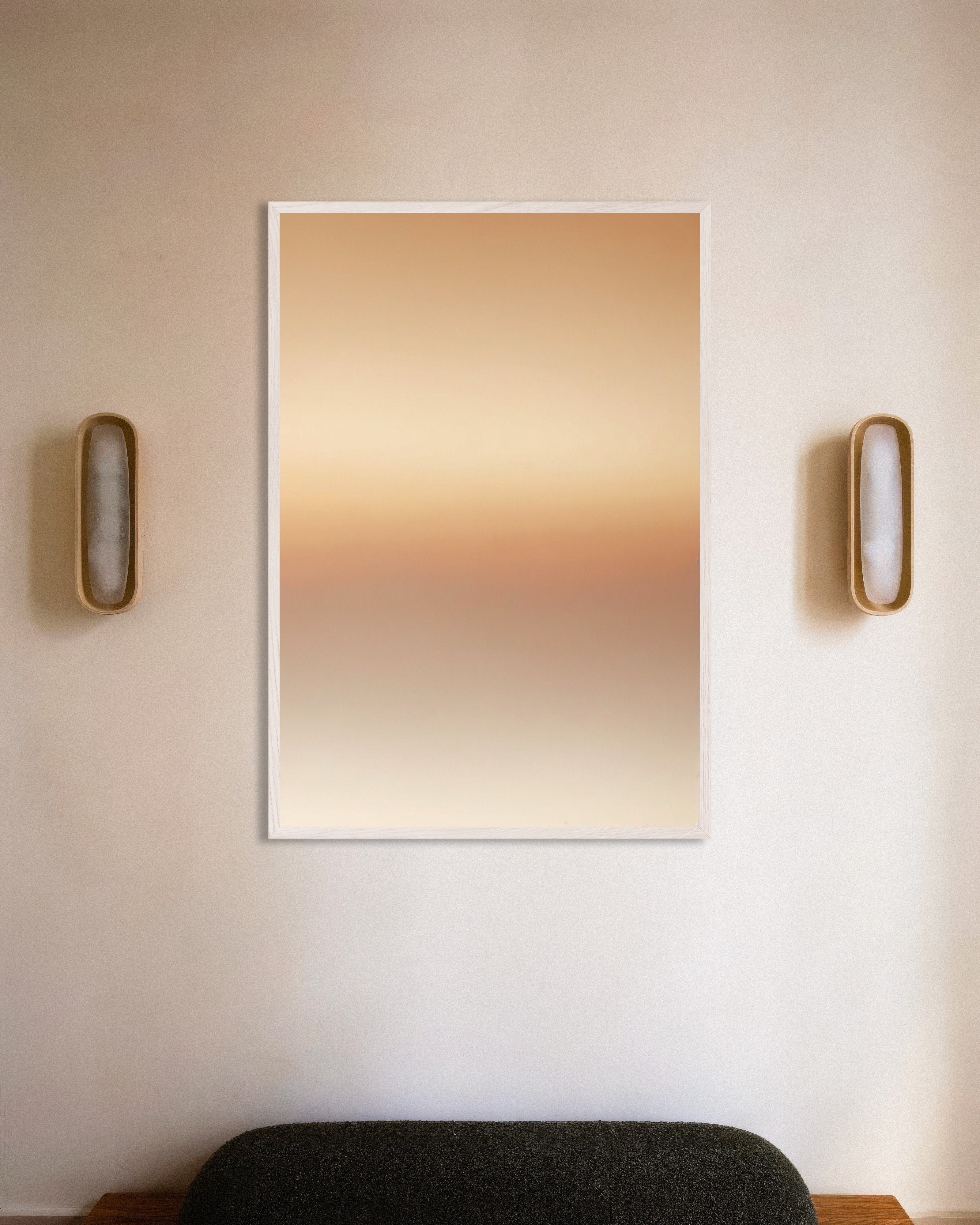 Poster of Soothing Abstract Gradients, beige sky - Poster, with white wooden frame