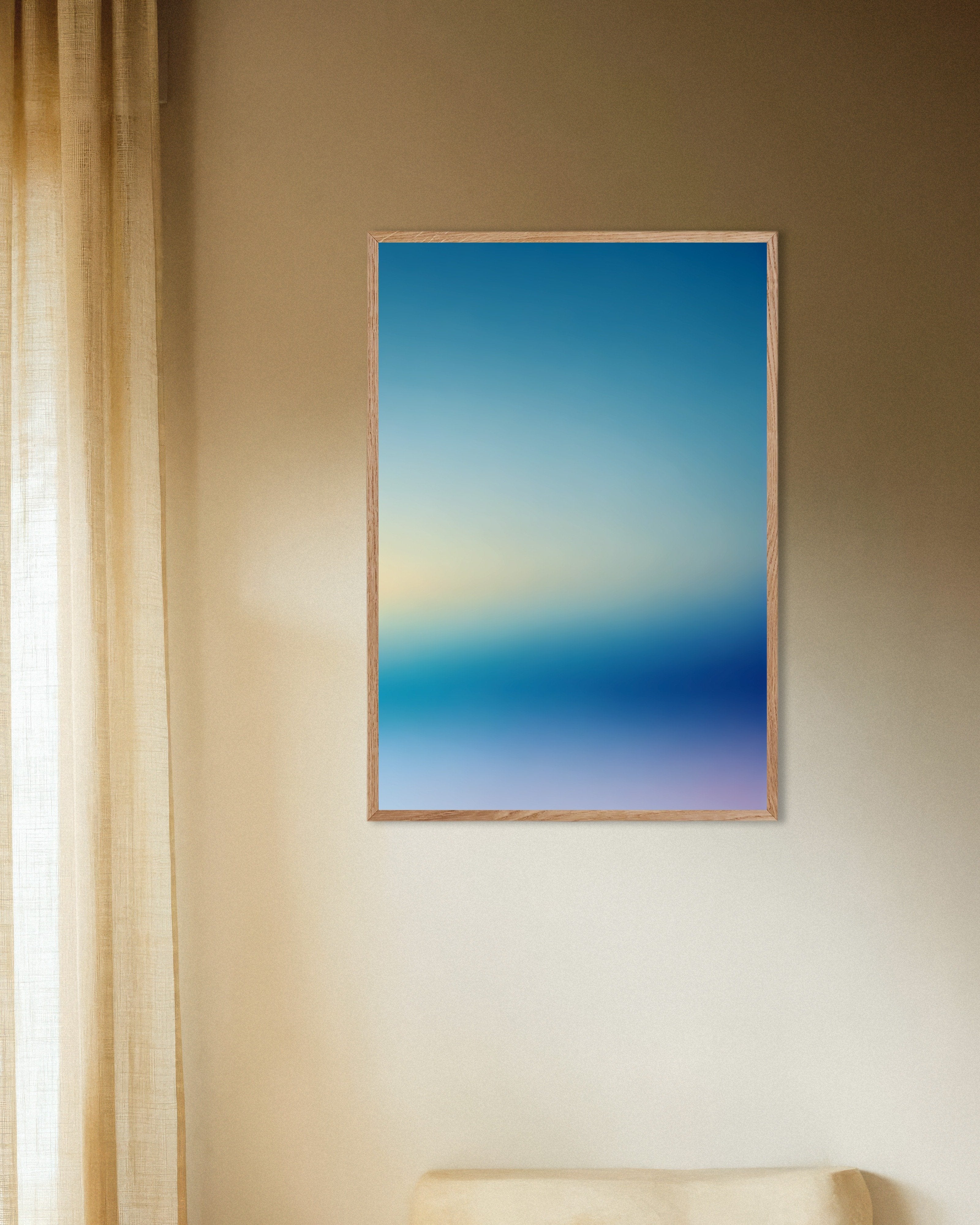 Poster of Soothing Abstract Gradients, blue sky - Poster, with natural wooden frame
