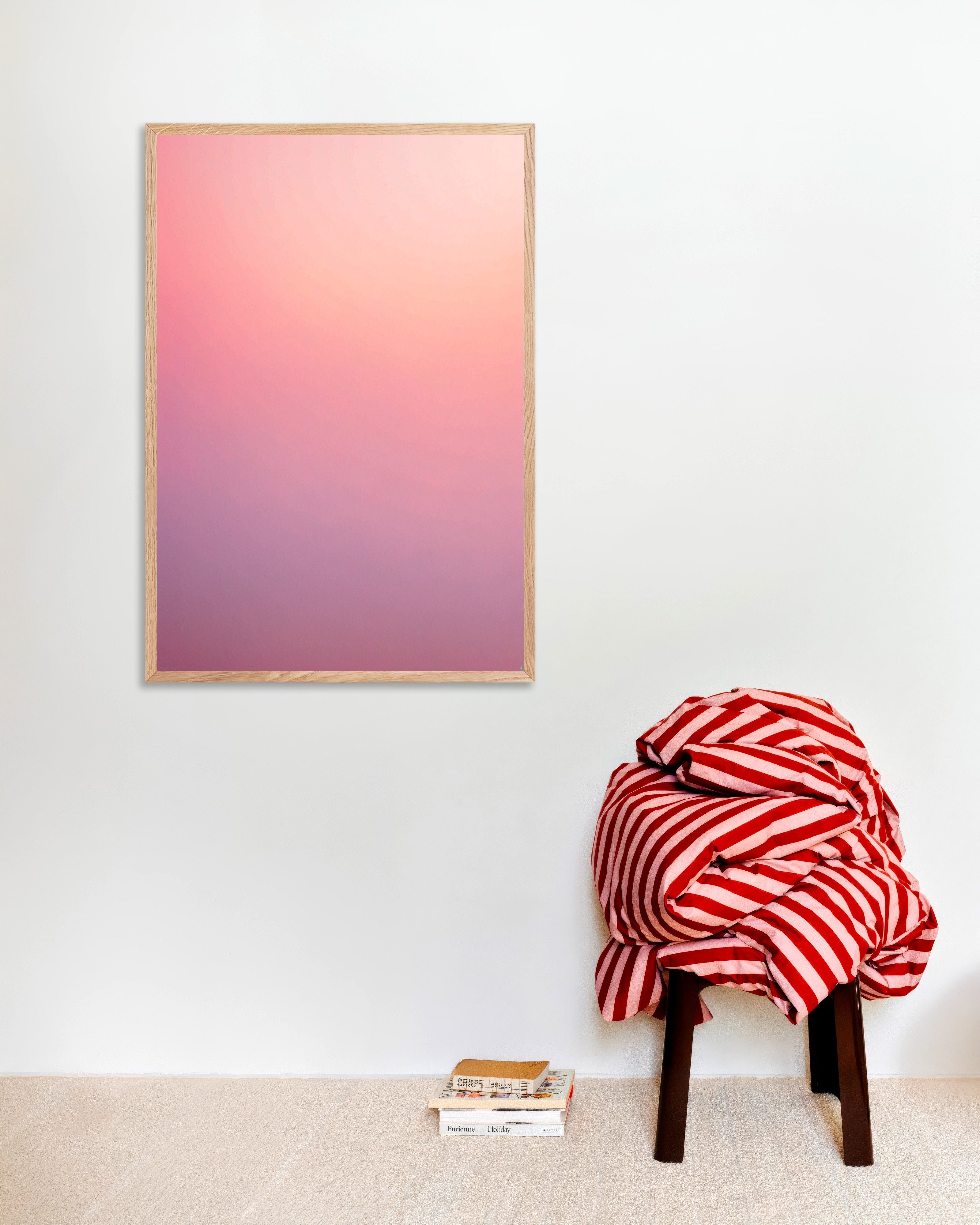 Poster of Soothing Abstract Gradients, pink sky - Poster, with natural wooden frame
