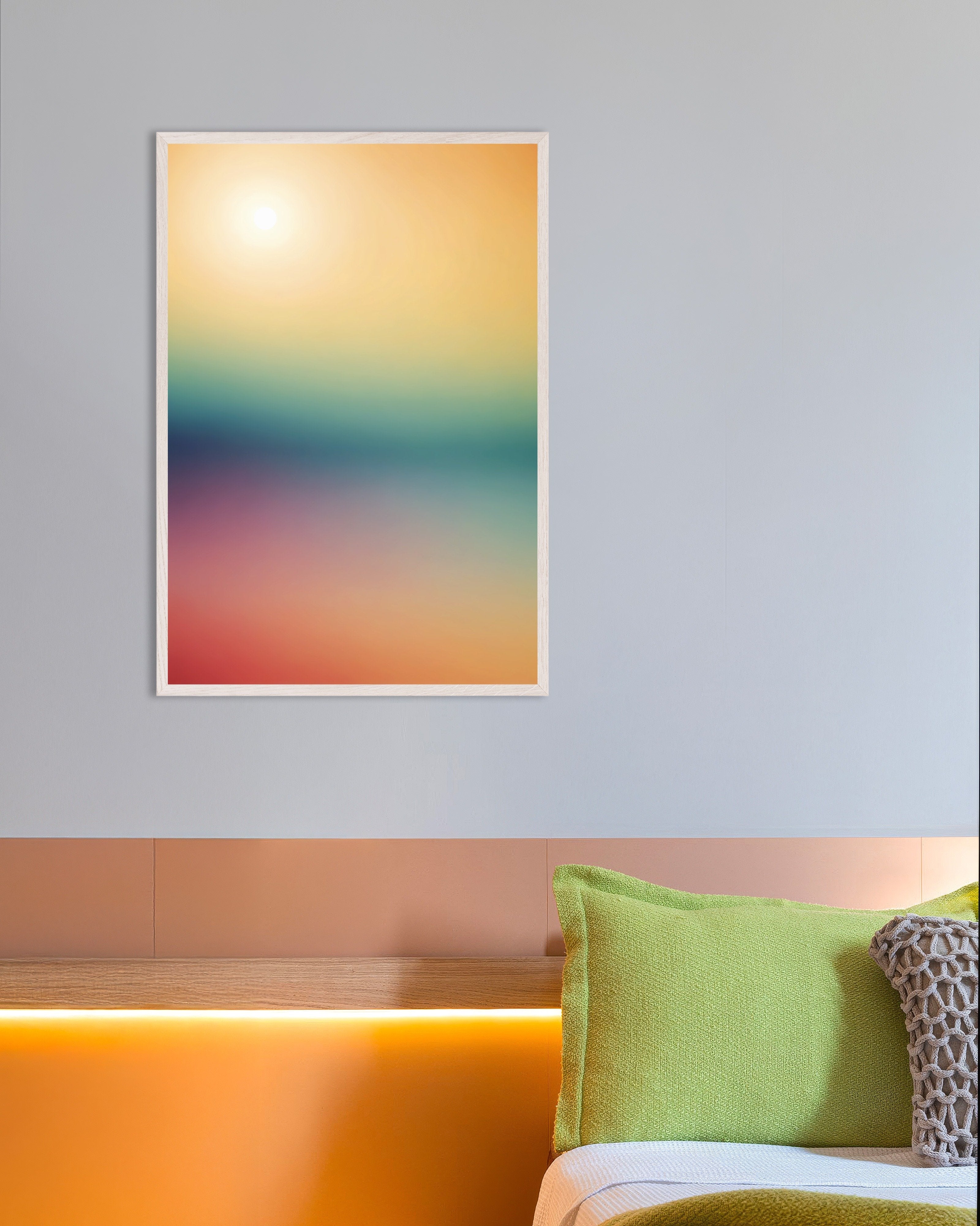 Poster of Soothing Sun Gradient, with white wooden frame