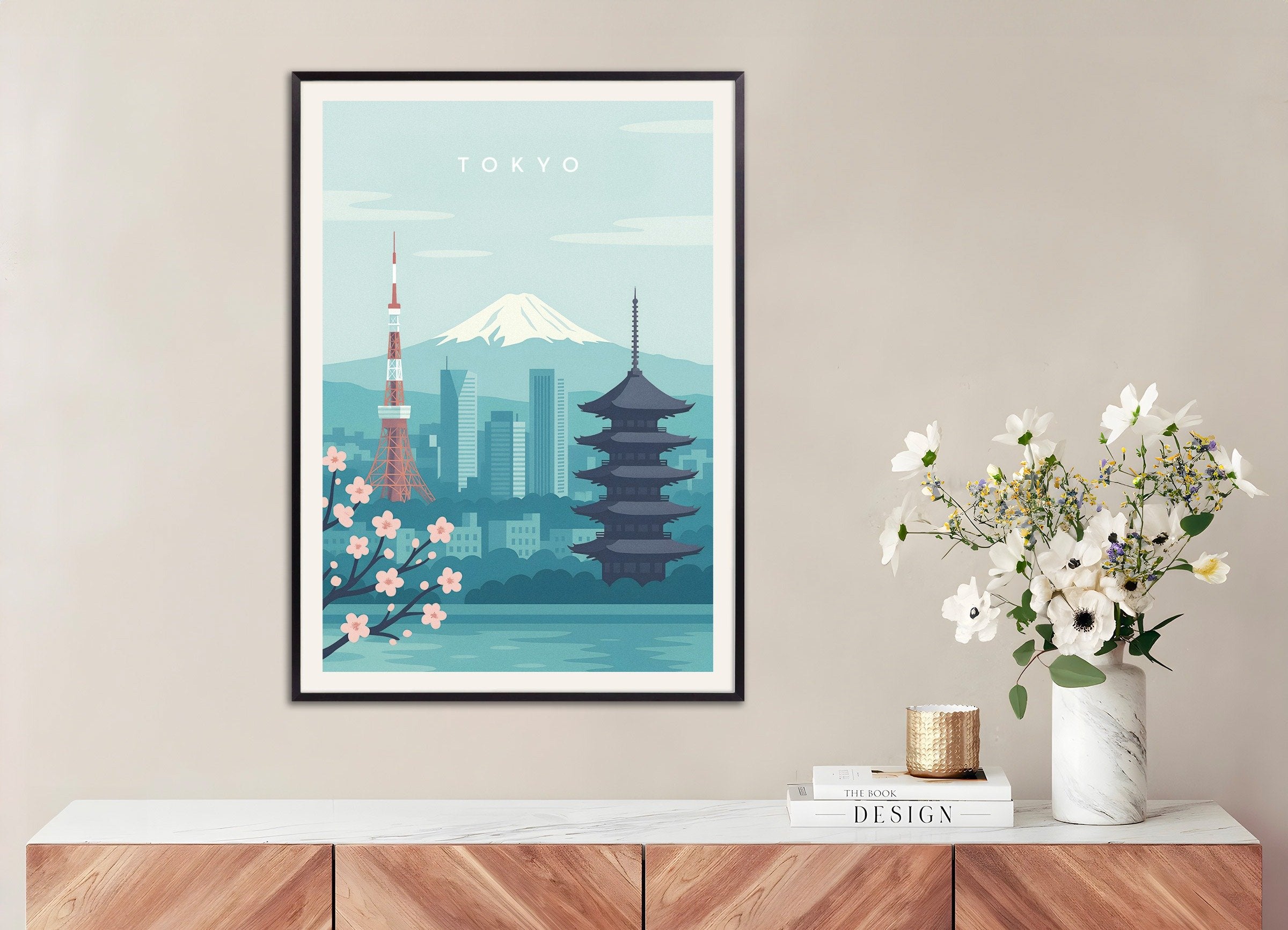 Poster of Tokyo Wall Art Print, with metal frame