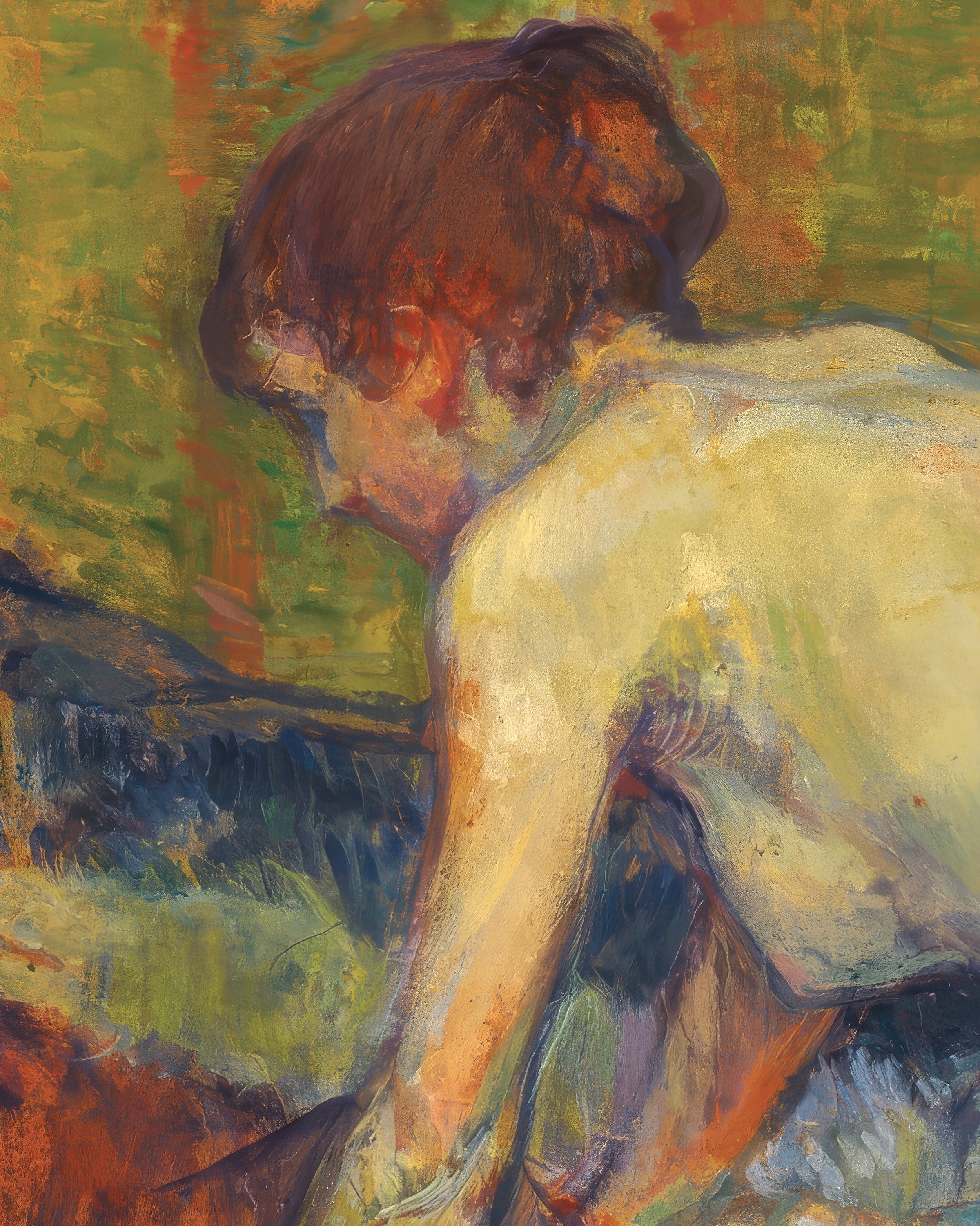 Pôster de Nú Vermelho Agachado por Henri de Toulouse-Lautrec