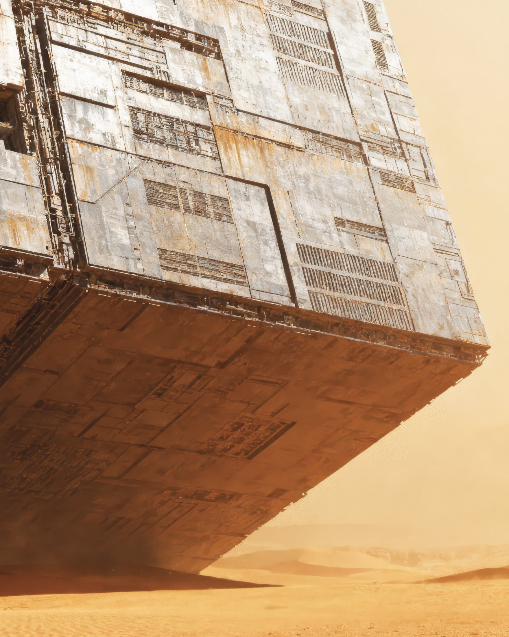 Estrutura Enorme no Deserto - Pôster Duna, Arte Impressa de Areia Sci-Fi