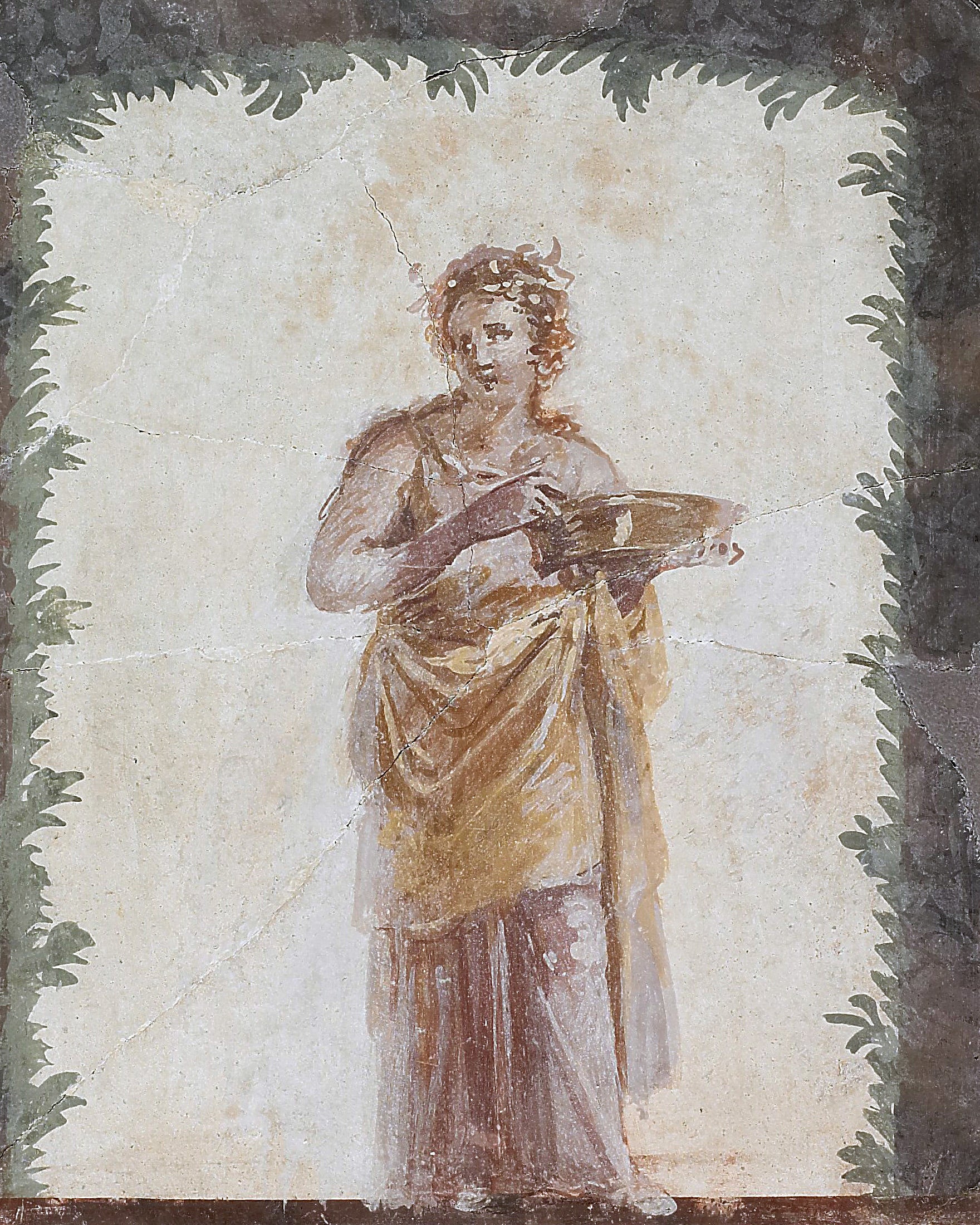 Fragmento de Afresco de Pompeia com Mênade e Pavão Impressão de Arte Poster