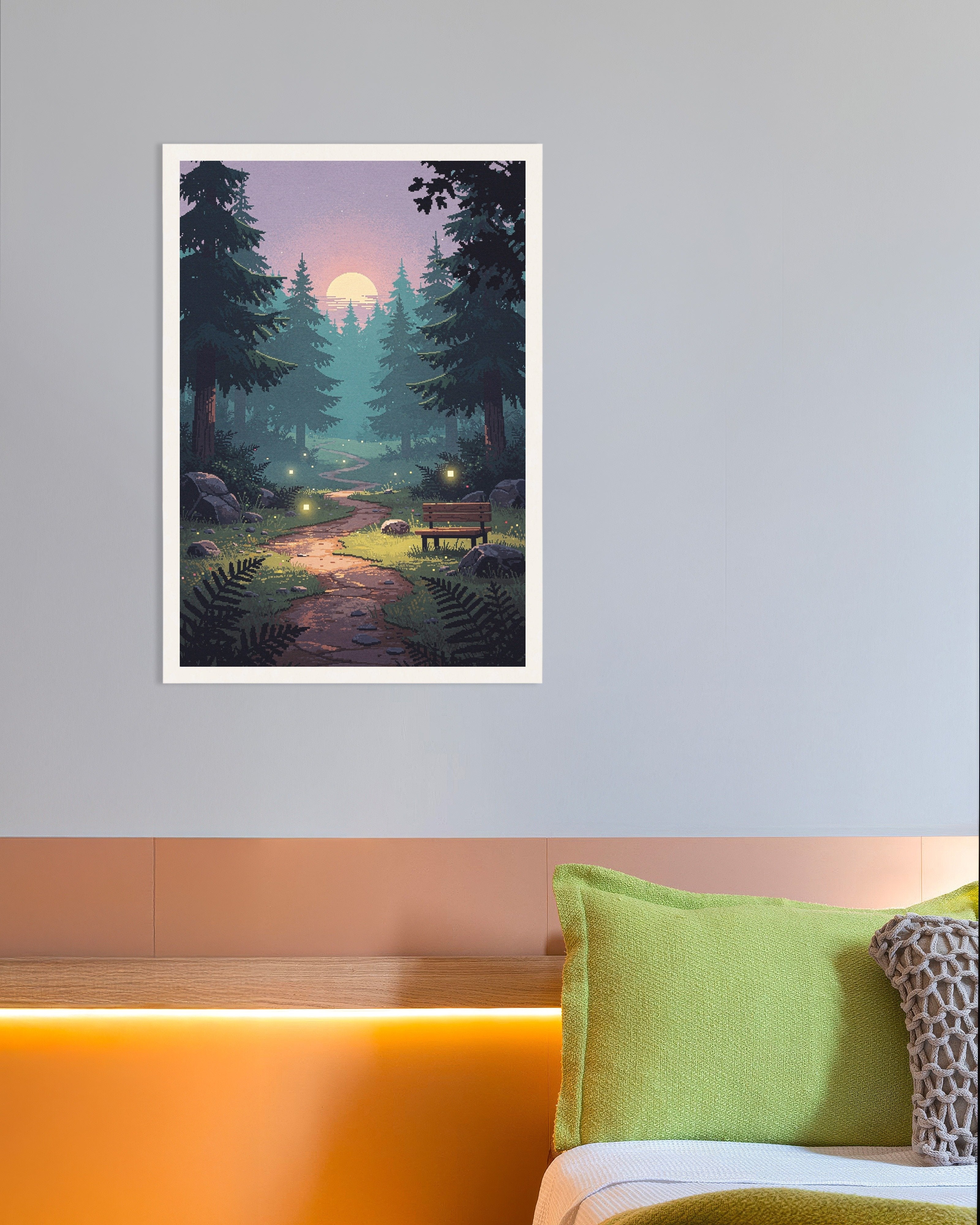 Poster of A Walk in the Forest - Pixel Art Twilight Path