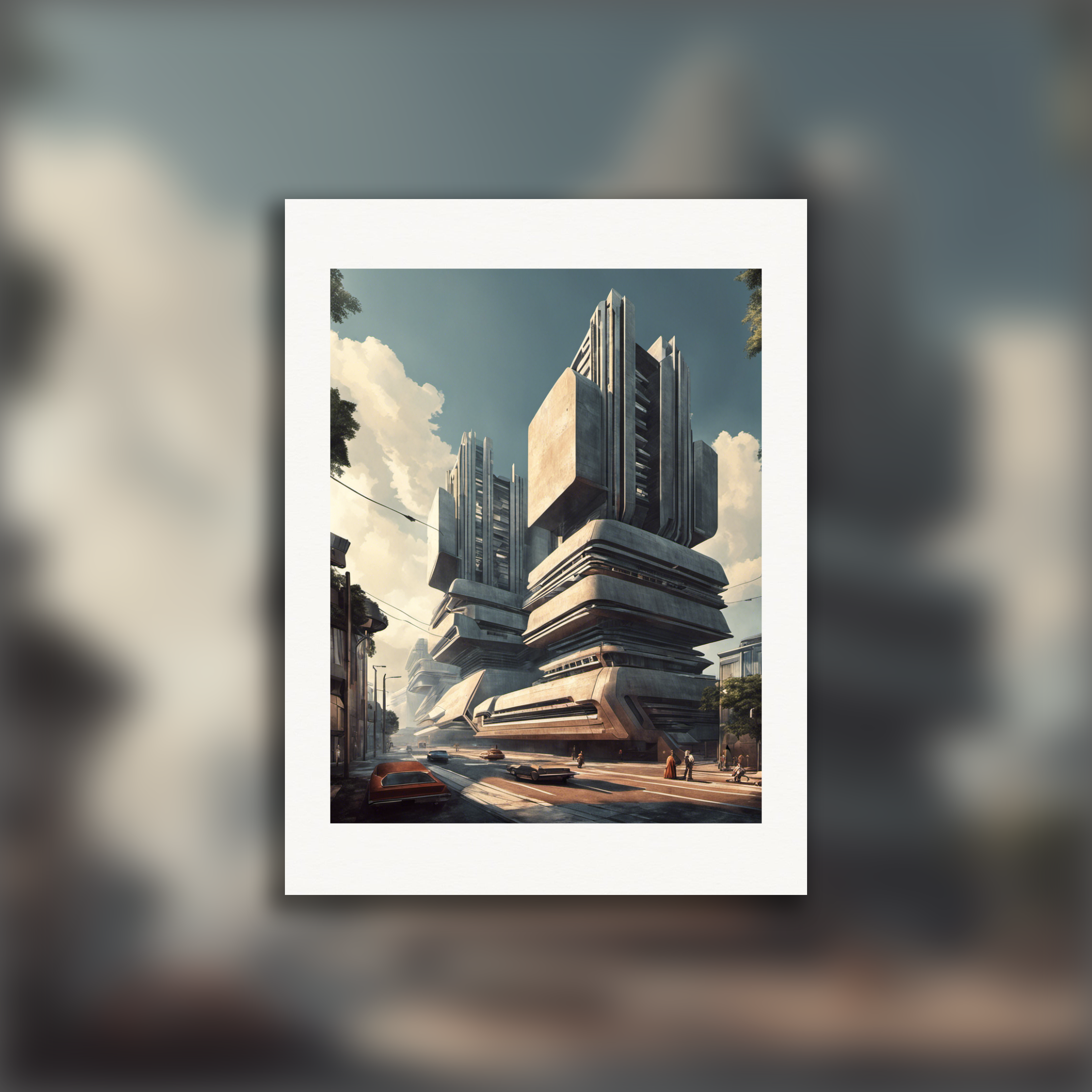 Retro futuro, arquitetura brutalista - Poster