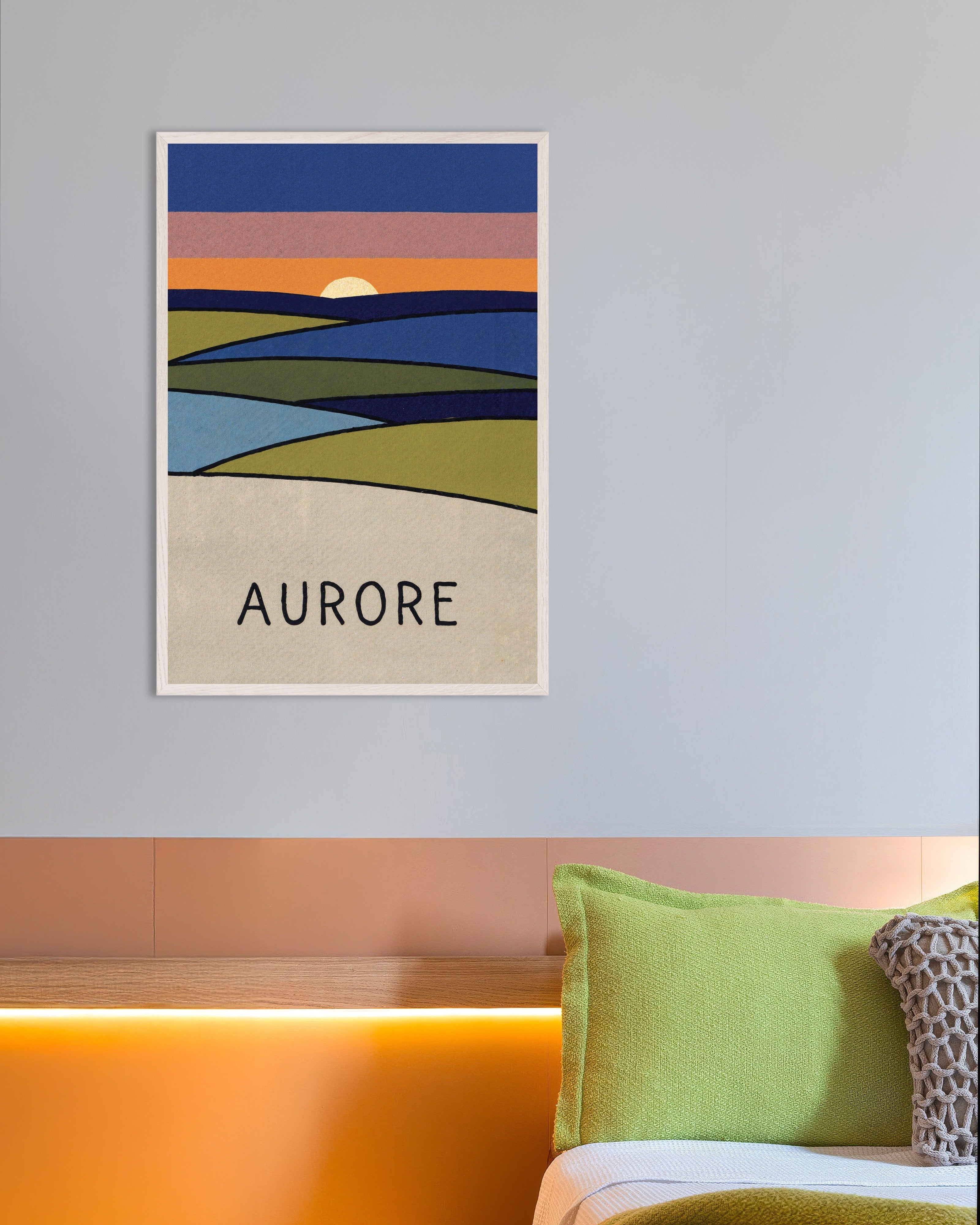 Poster of Aurore - Sunrise Landscape Poster, with white wooden frame