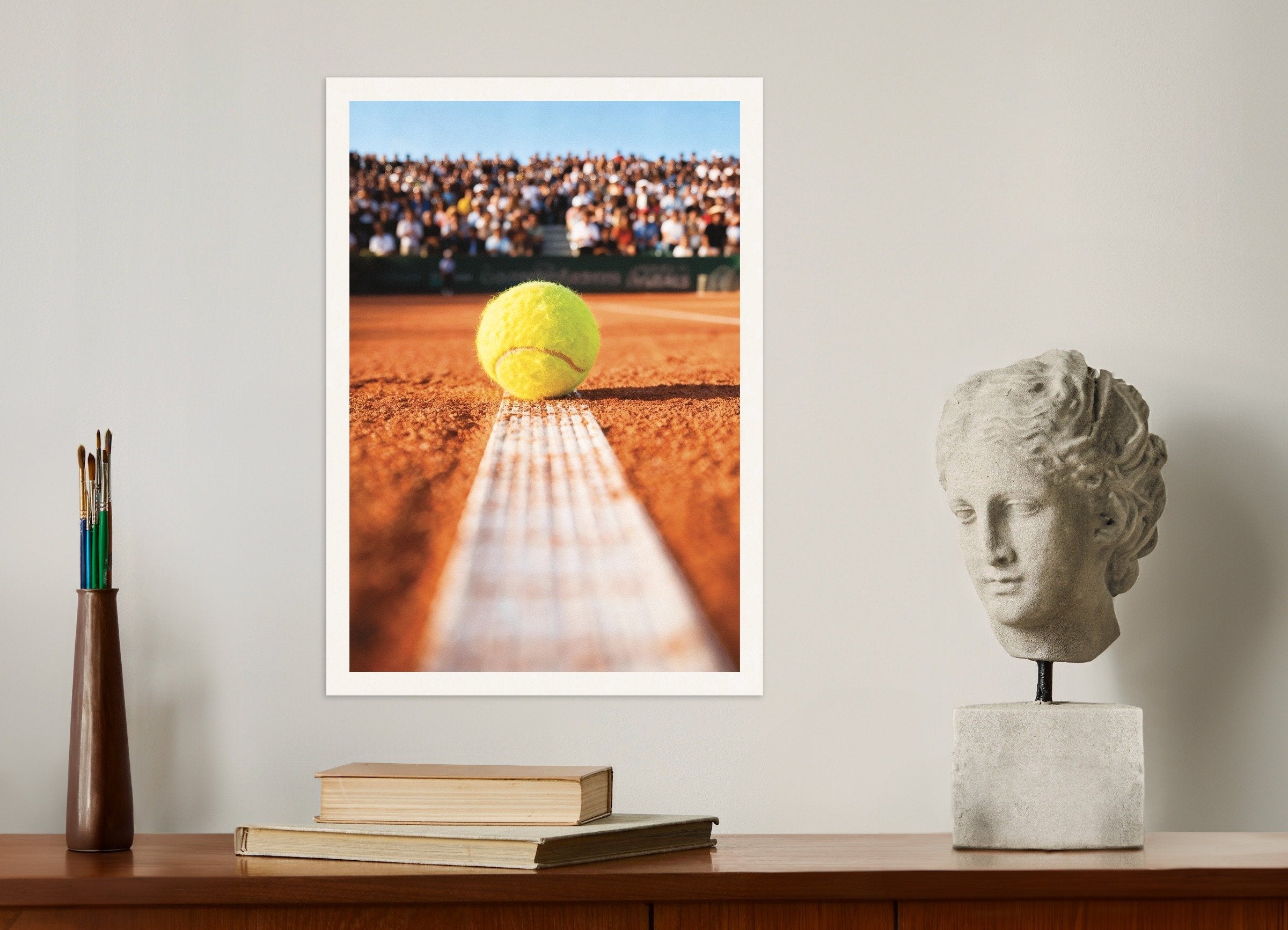 Poster of Clay court tennis poster – Close-up ball photography print