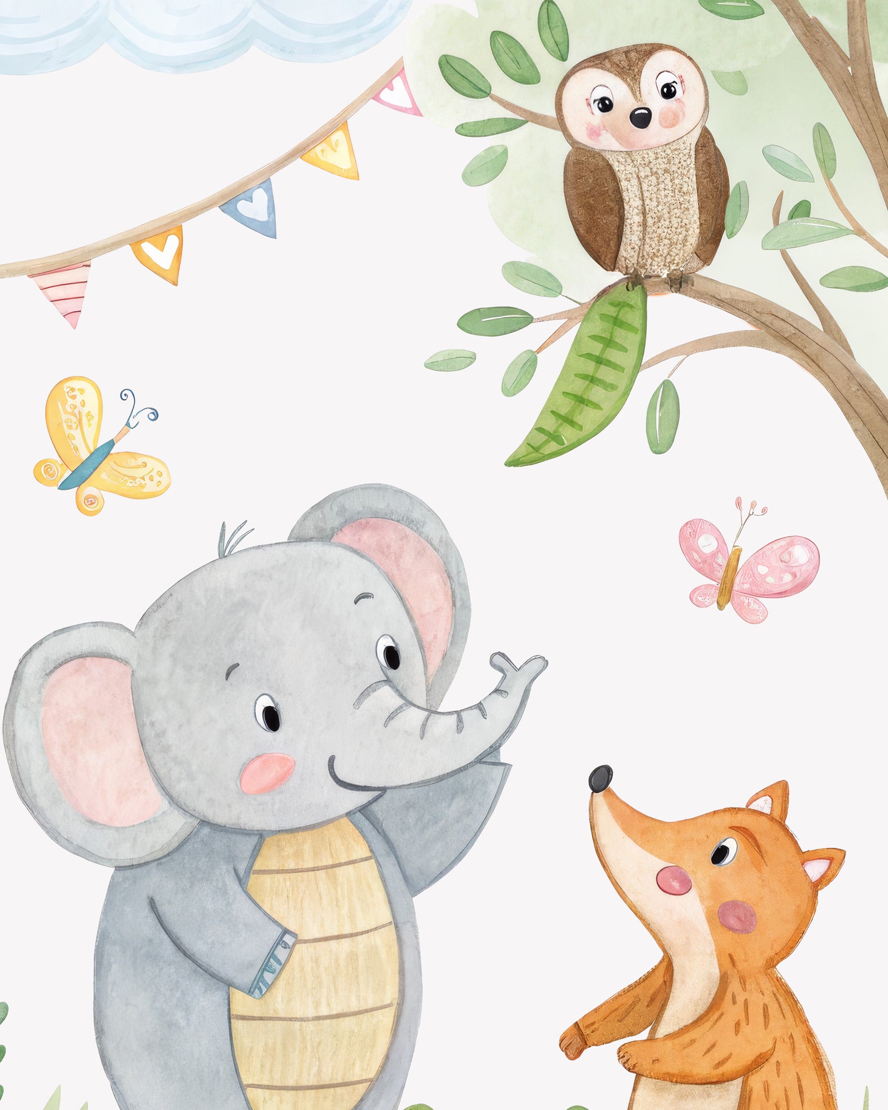 Pôster Animais da Festa de Aniversário - Decoração de Aniversário para Quarto de Bebê