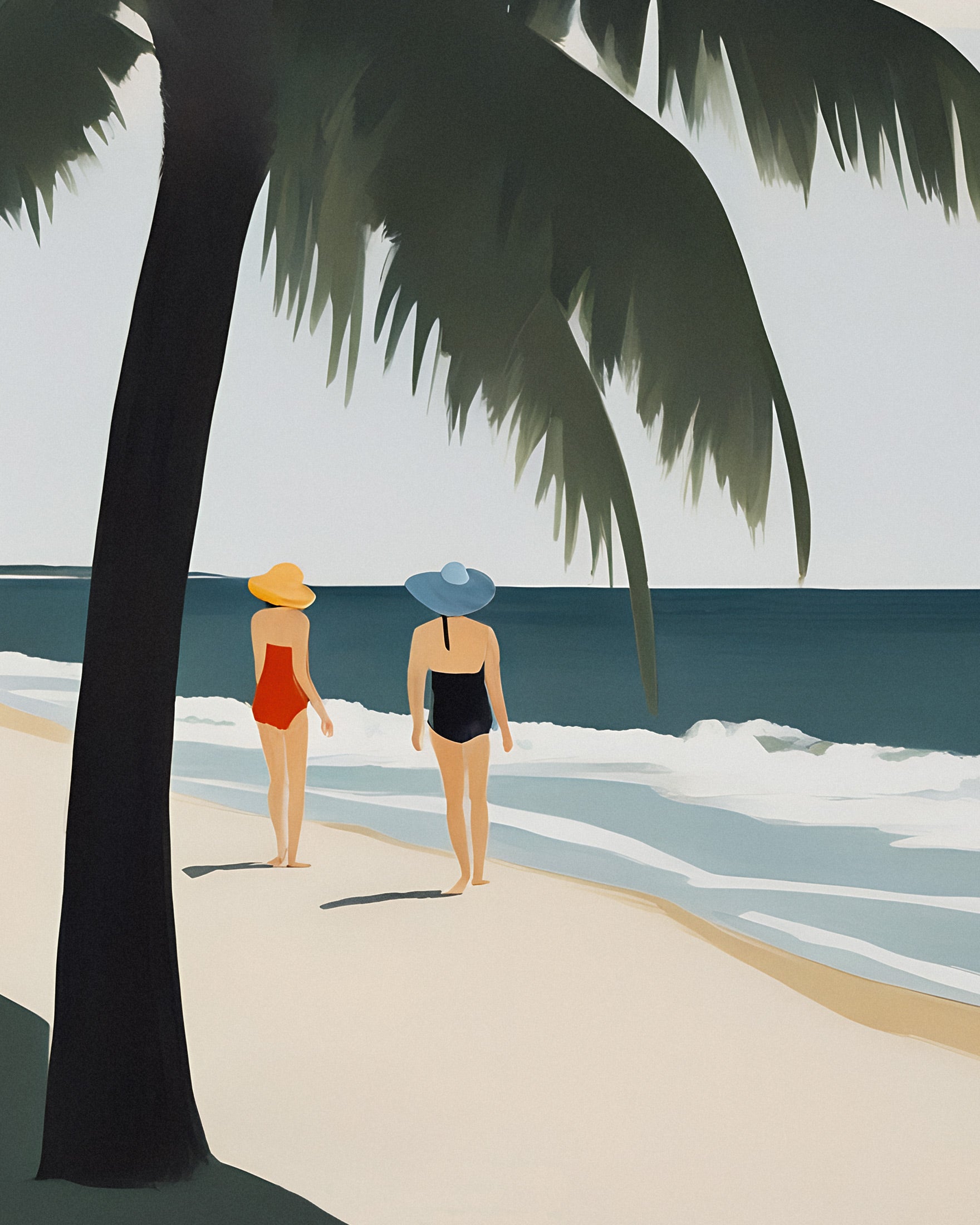 Émilie & Natacha na Praia - Impressão de Arte Paraíso Tropical Poster