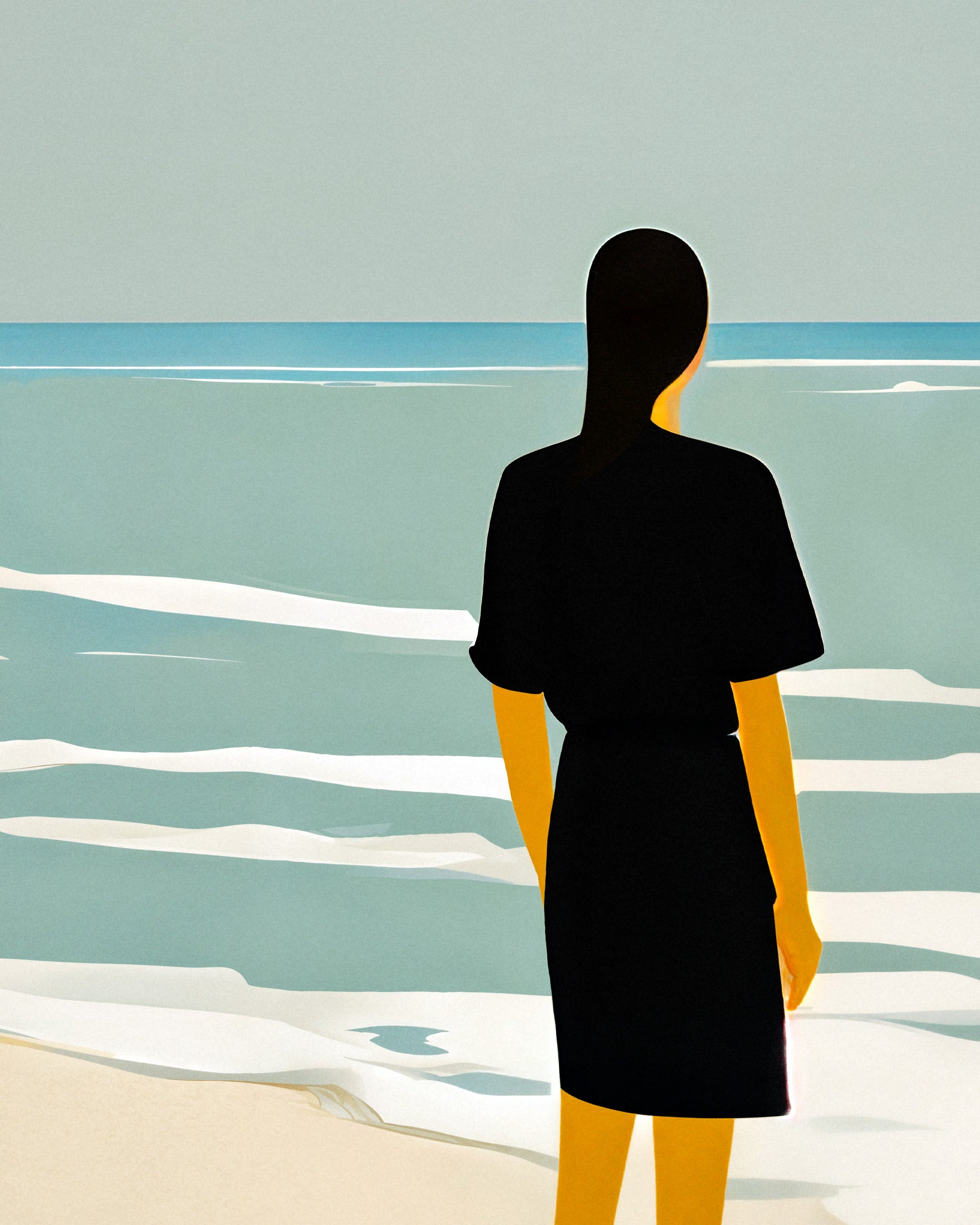 Erika na Praia - Impressões de Arte Poster