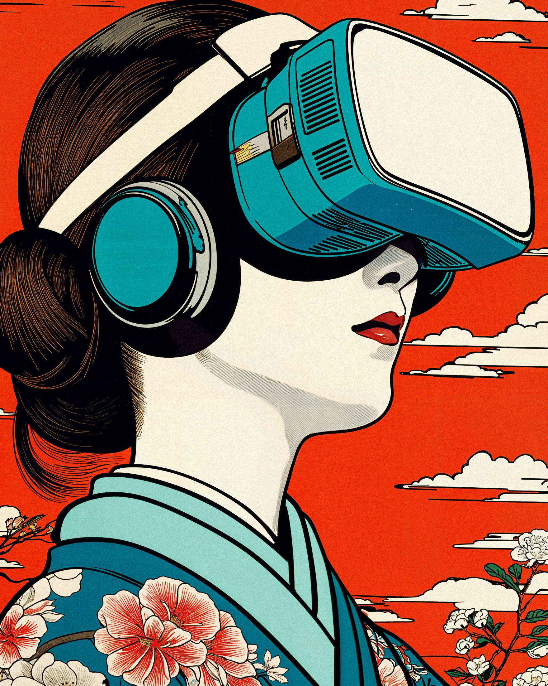 Pôster 'Geisha VR' - Tributo a Hiroshige x Tecnologia Moderna Poster