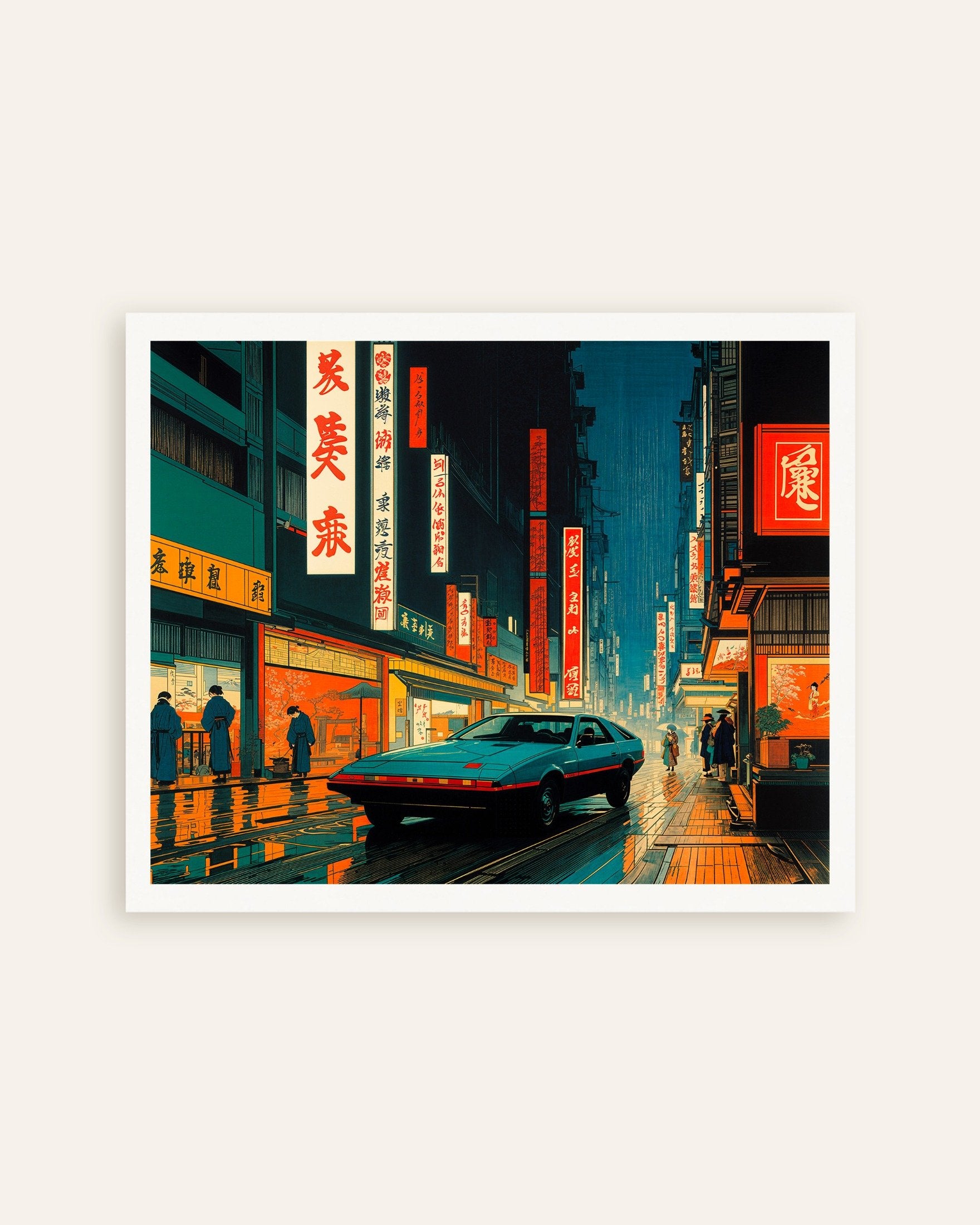 Poster of Hiroshige hypertech, car in Tokyo street - Poster, thumbnail