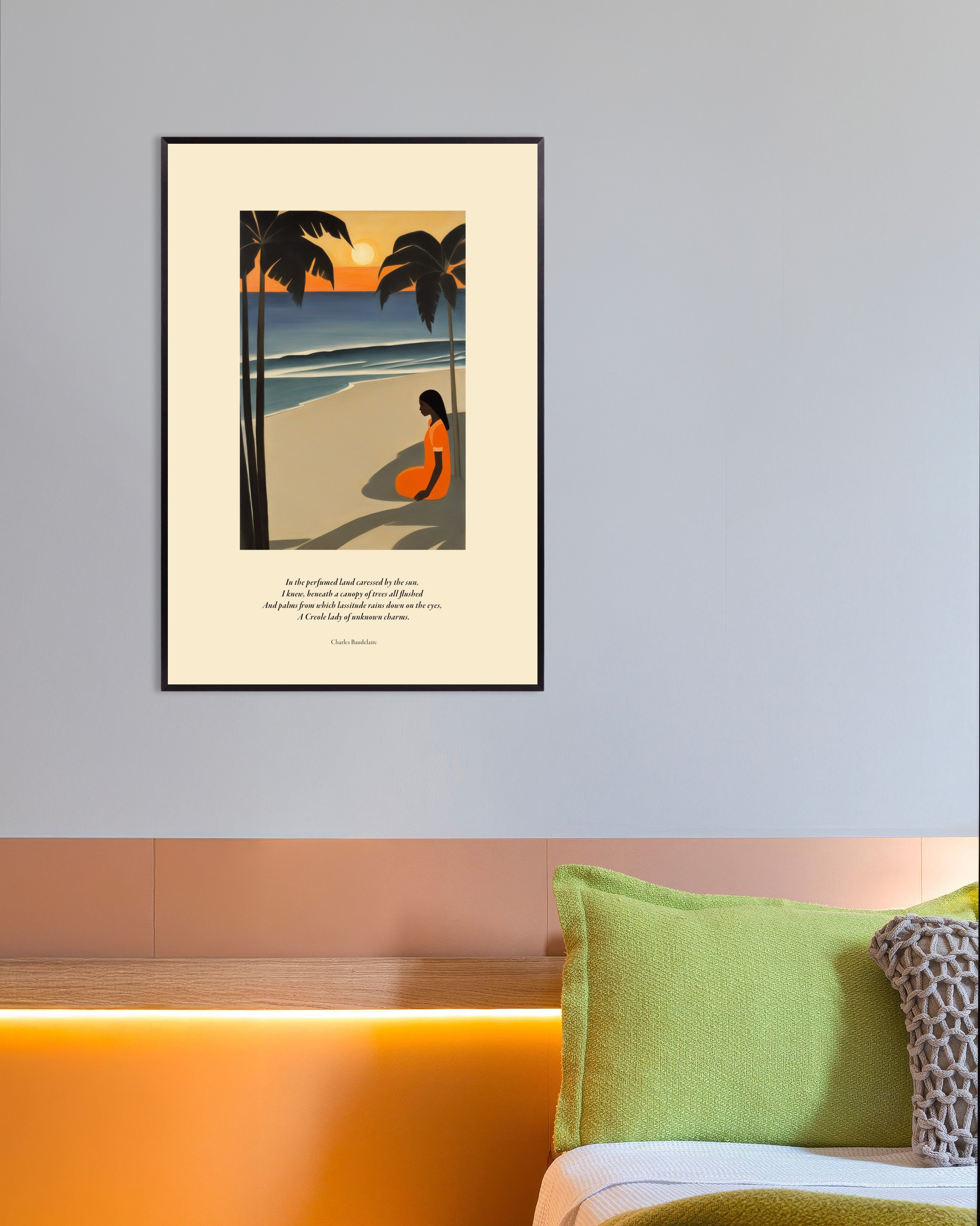 Poster of In the perfumed land caressed by the sun, Baudelaire, with metal frame