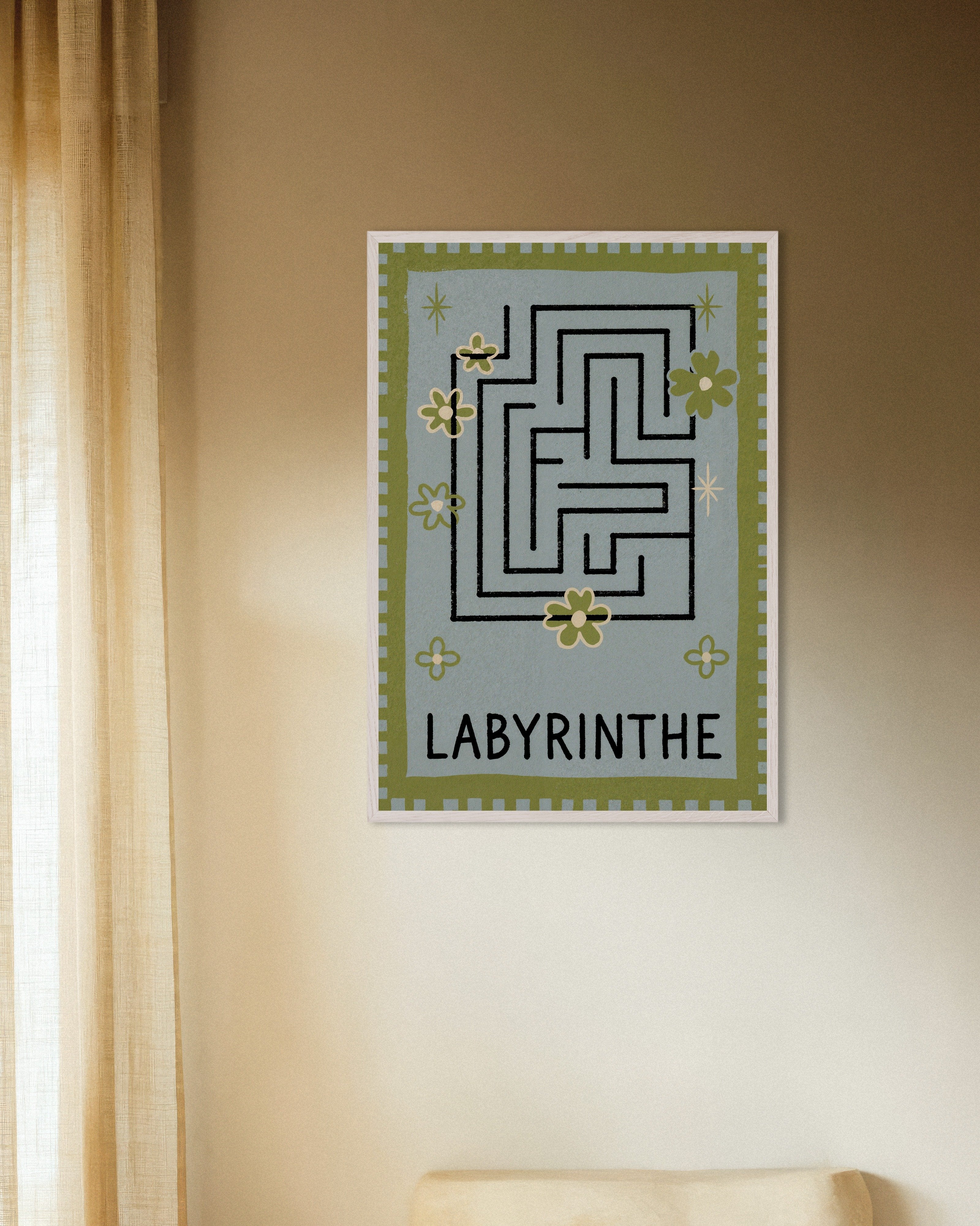 Poster of Labyrinthe Maze Poster, with white wooden frame