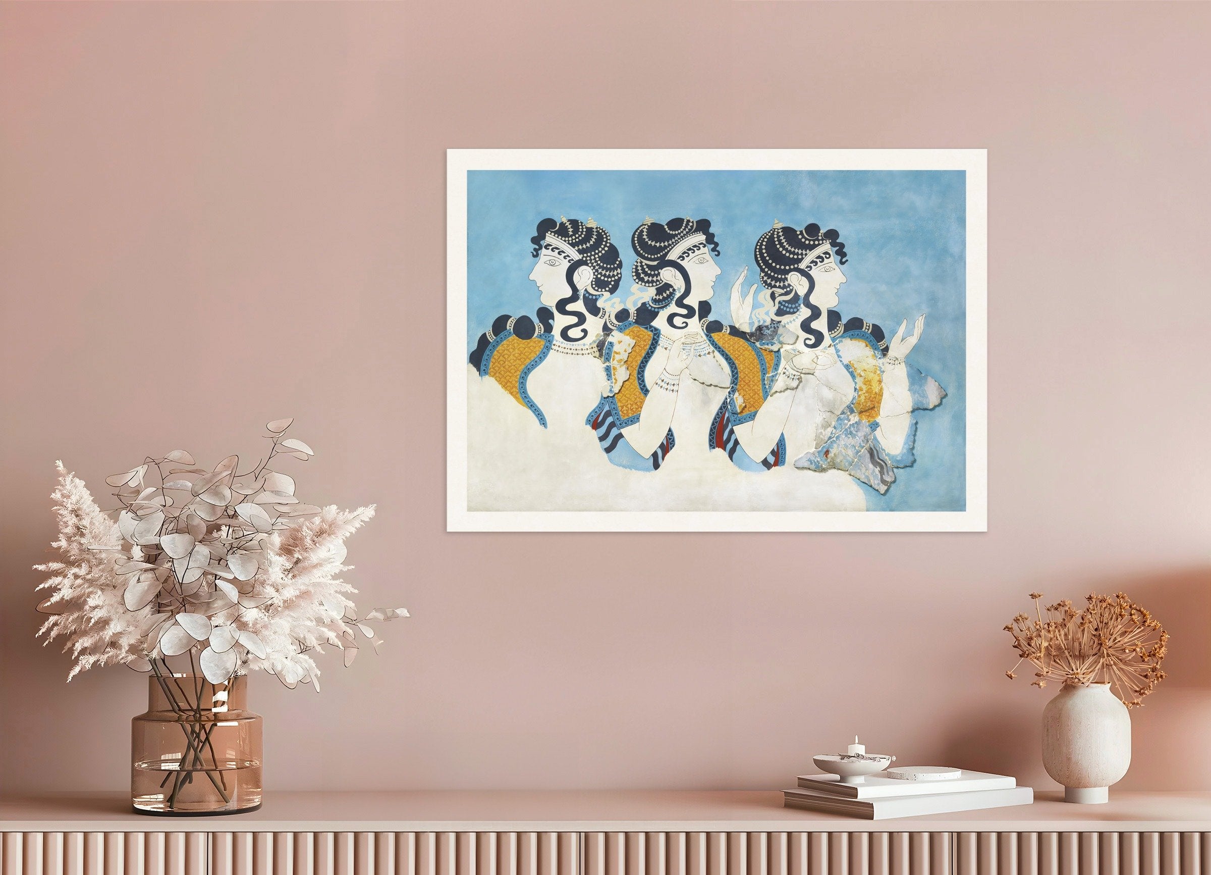 Poster of Ladies in Blue fresco reproduction by Emile Gilliéron