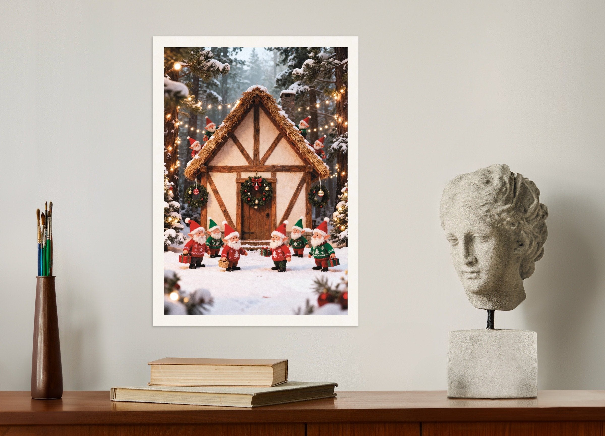 Poster of Little elves in the snowy forest poster