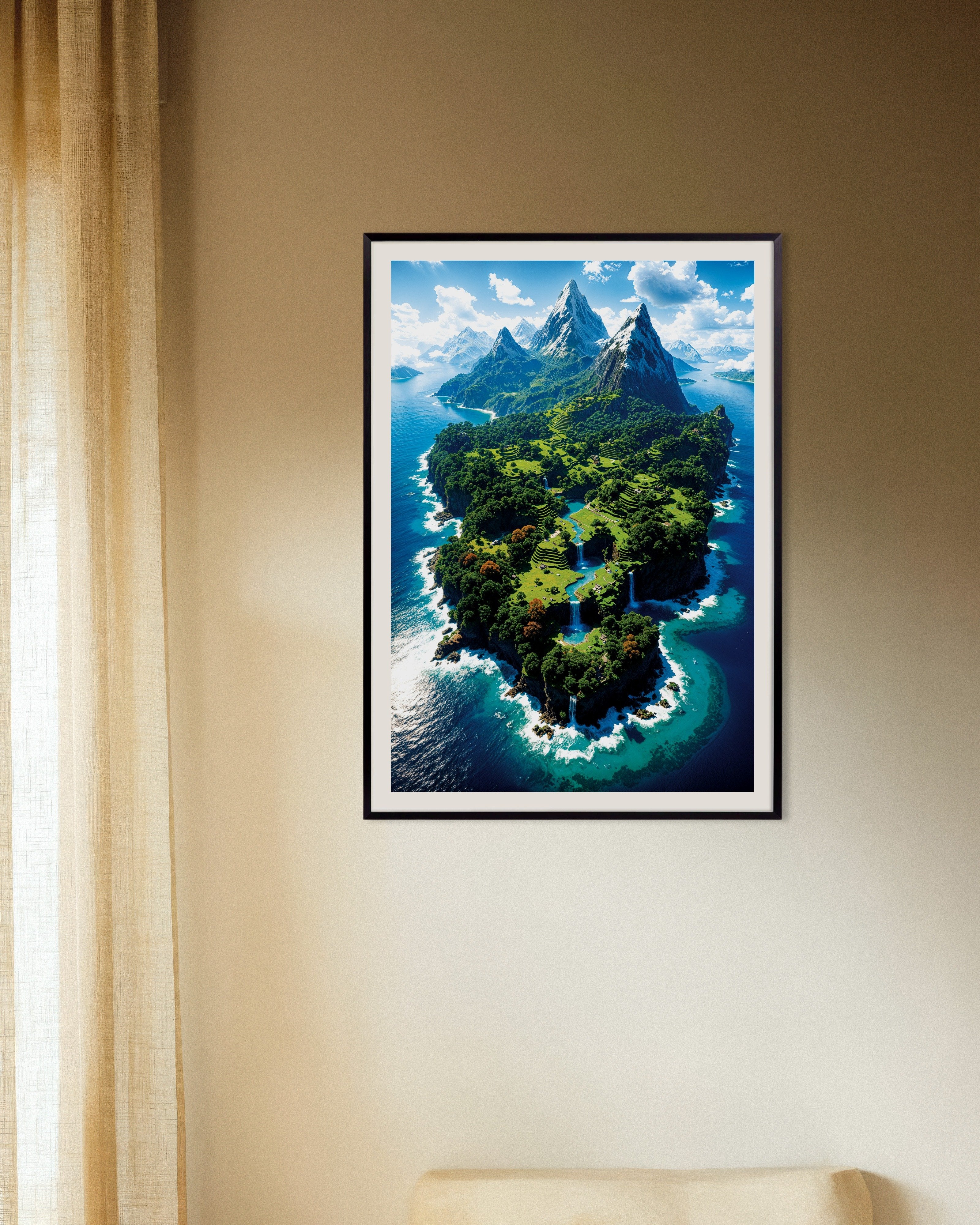 Poster of Minecraft, beautiful island from above - Poster, with metal frame