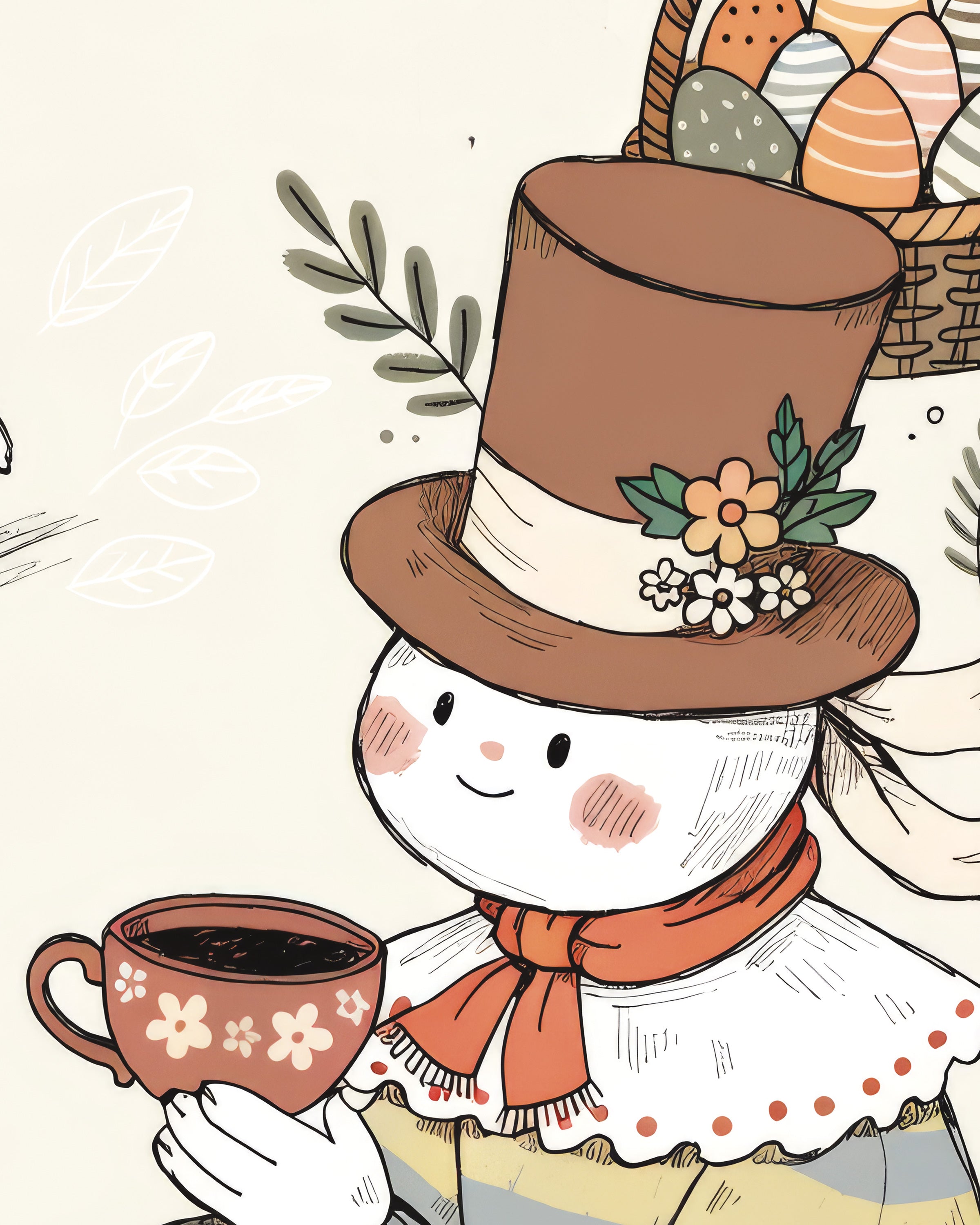 Pôster Ilustração Pausa para Chá de Páscoa