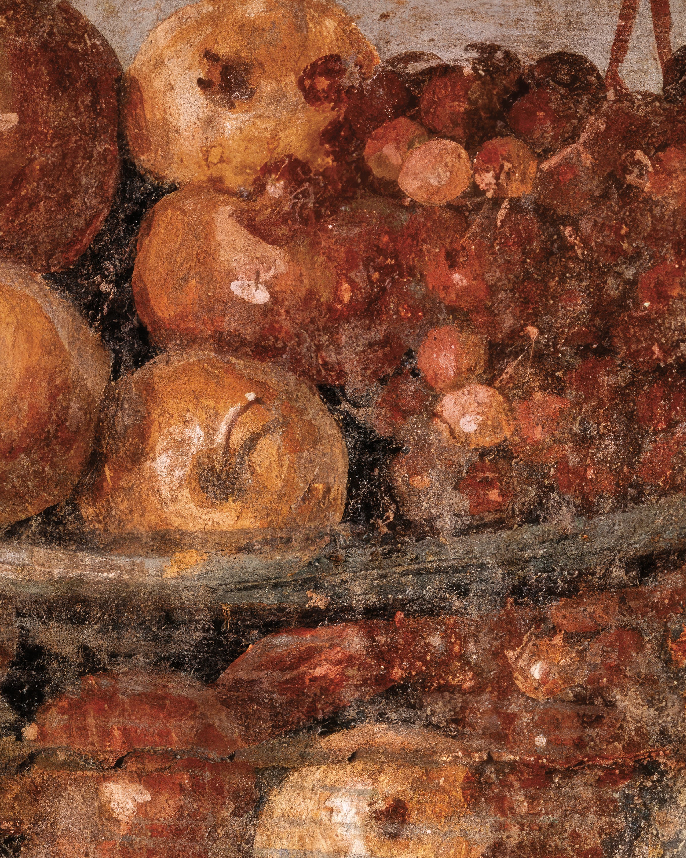 Detalhe do afresco de Pompeia com tigela de frutas pôster