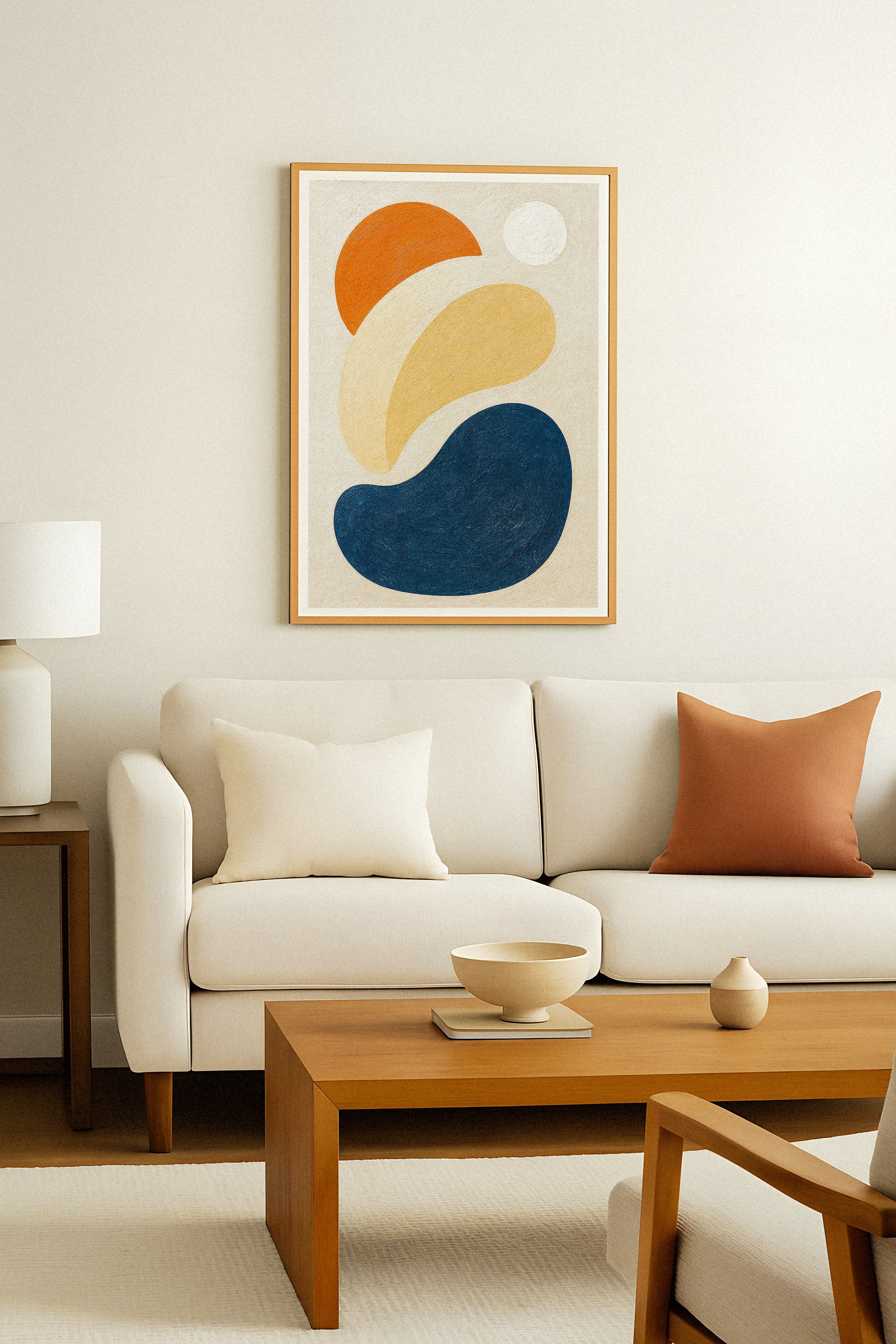 Intricações – pôster de formas abstratas em tons terrosos