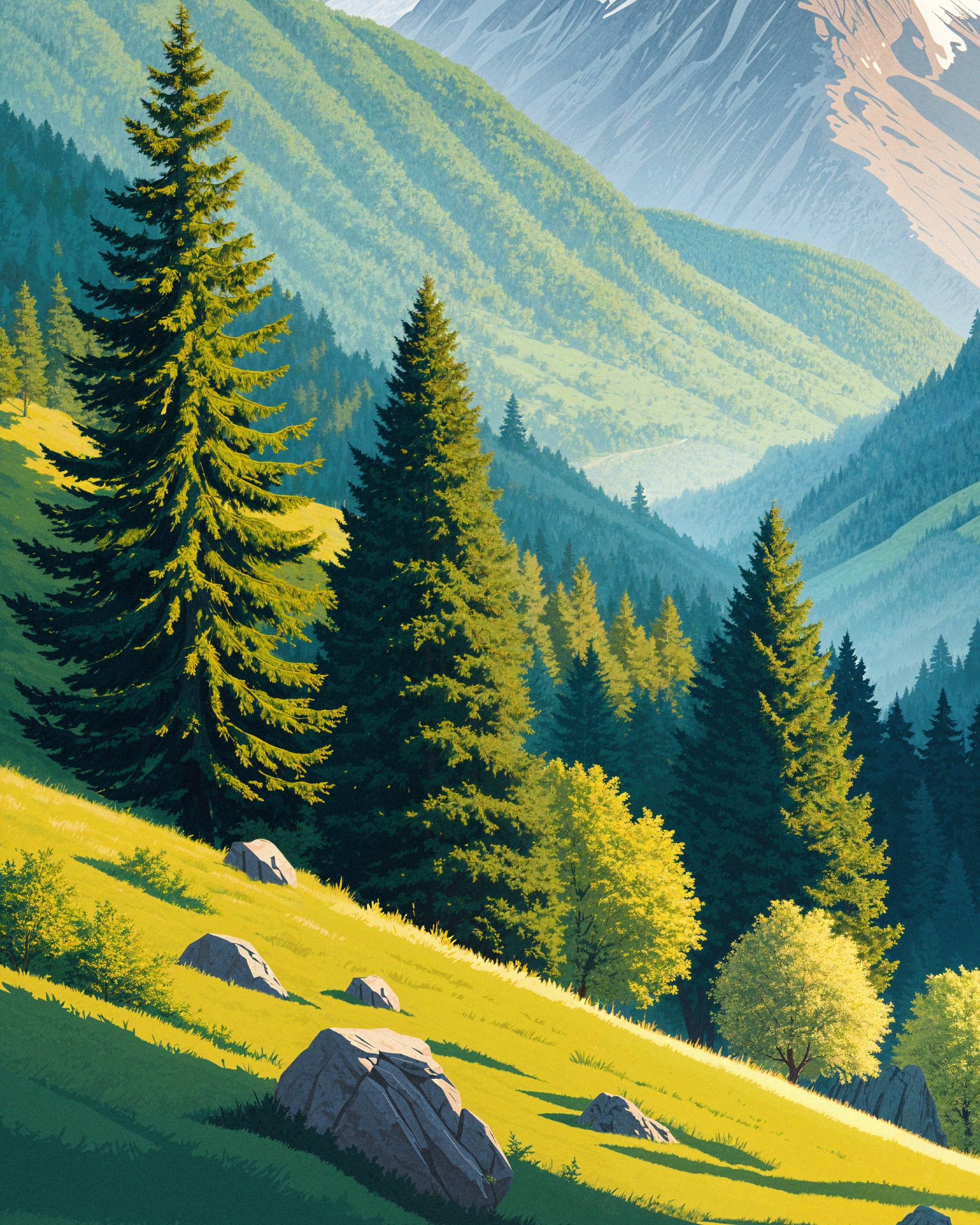Os Pirenéus – Pôster de Paisagem Montanhosa Cênica Poster
