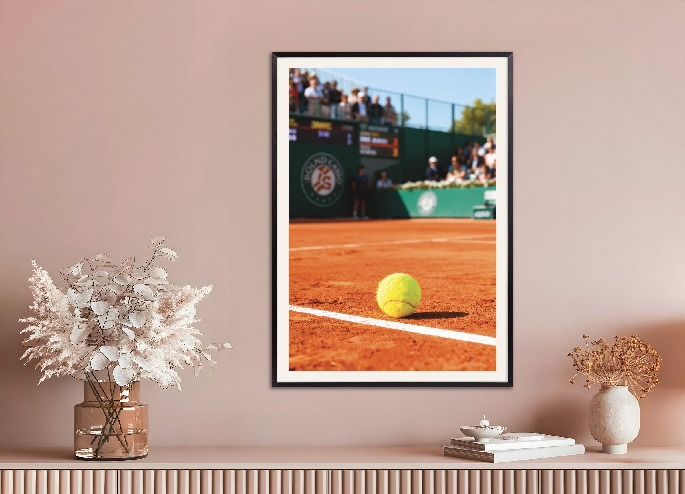 Poster of Roland Garros tennis poster – Clay court photography print, with metal frame